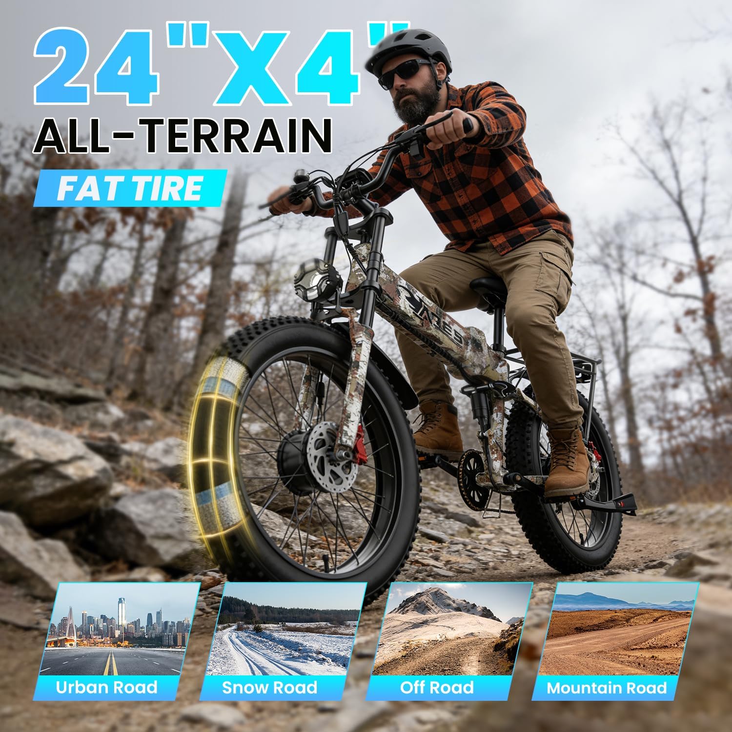 Dual Motor Foldable Electric Bike Adults & Teens 3000W Peak | 52V 20AH (1040WH) Removable Battery | 24" Fat Tire Ebike| 35Mph 80Miles Moped E Dirt Bike | Adjustable Seat | Suspension