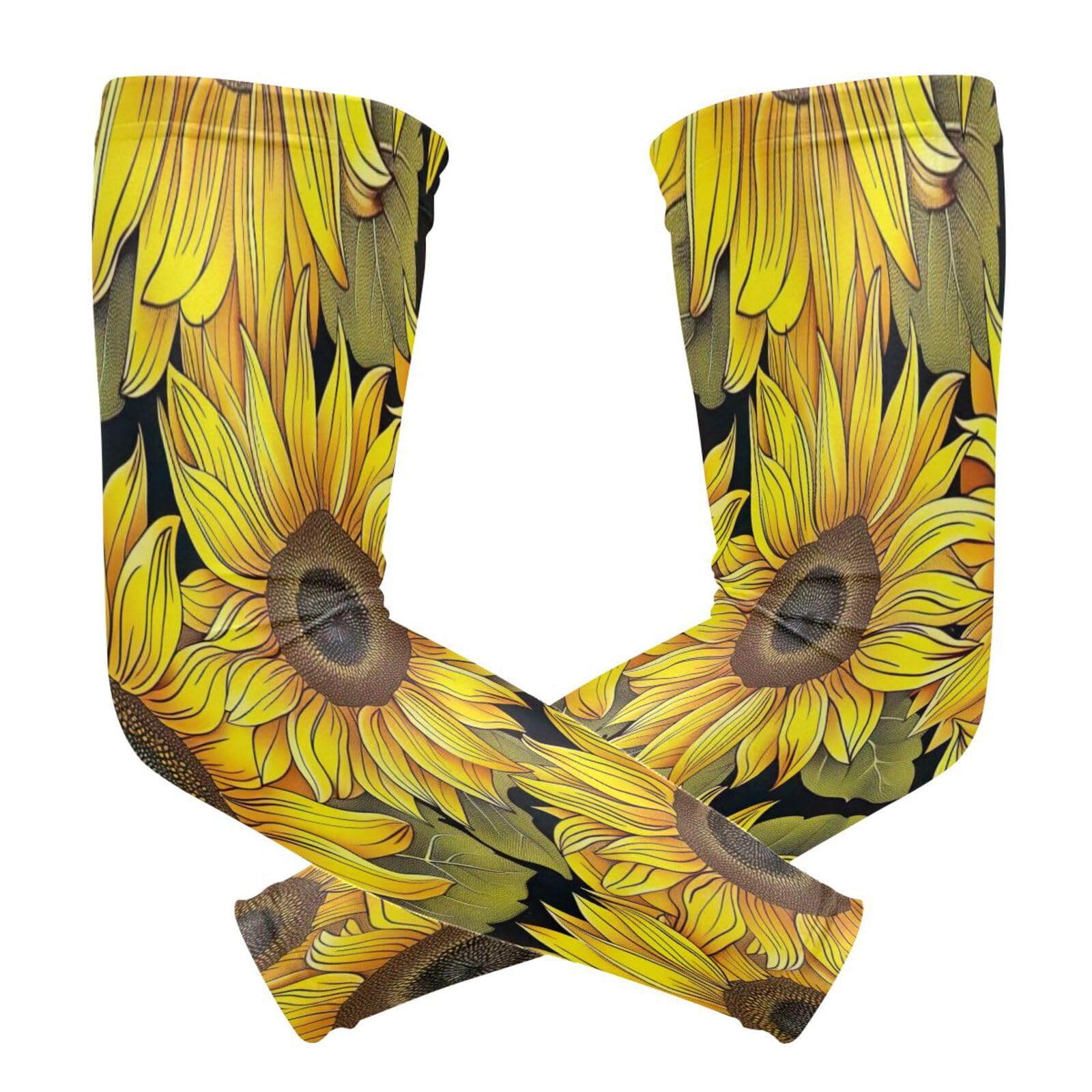 YEGAME Arm Sleeves for Men & Women, Sunflower 1 Pair Cooling UV Sun Protection Sports Compression Sleeves, UPF 50+ Basketball Tennis Cycling Arm Warmers, Breathable Tattoo Cover Sleeve