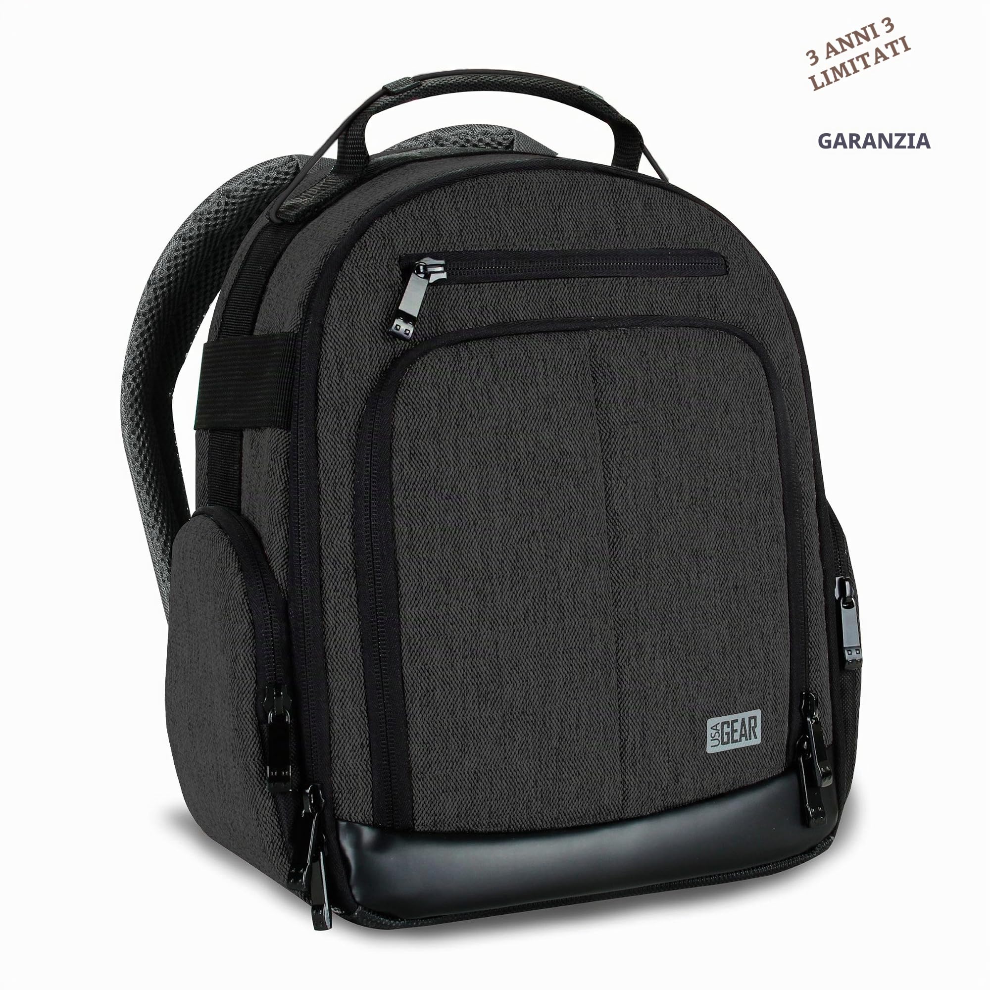 USA Gear Zaino Fotografico Borsa Fotografica con Divisori Accessori Personalizzabili, Conservazione per Obiettivo e Altri Accessory, Supporto Posteriore Confortevole, Custodia per Reflex