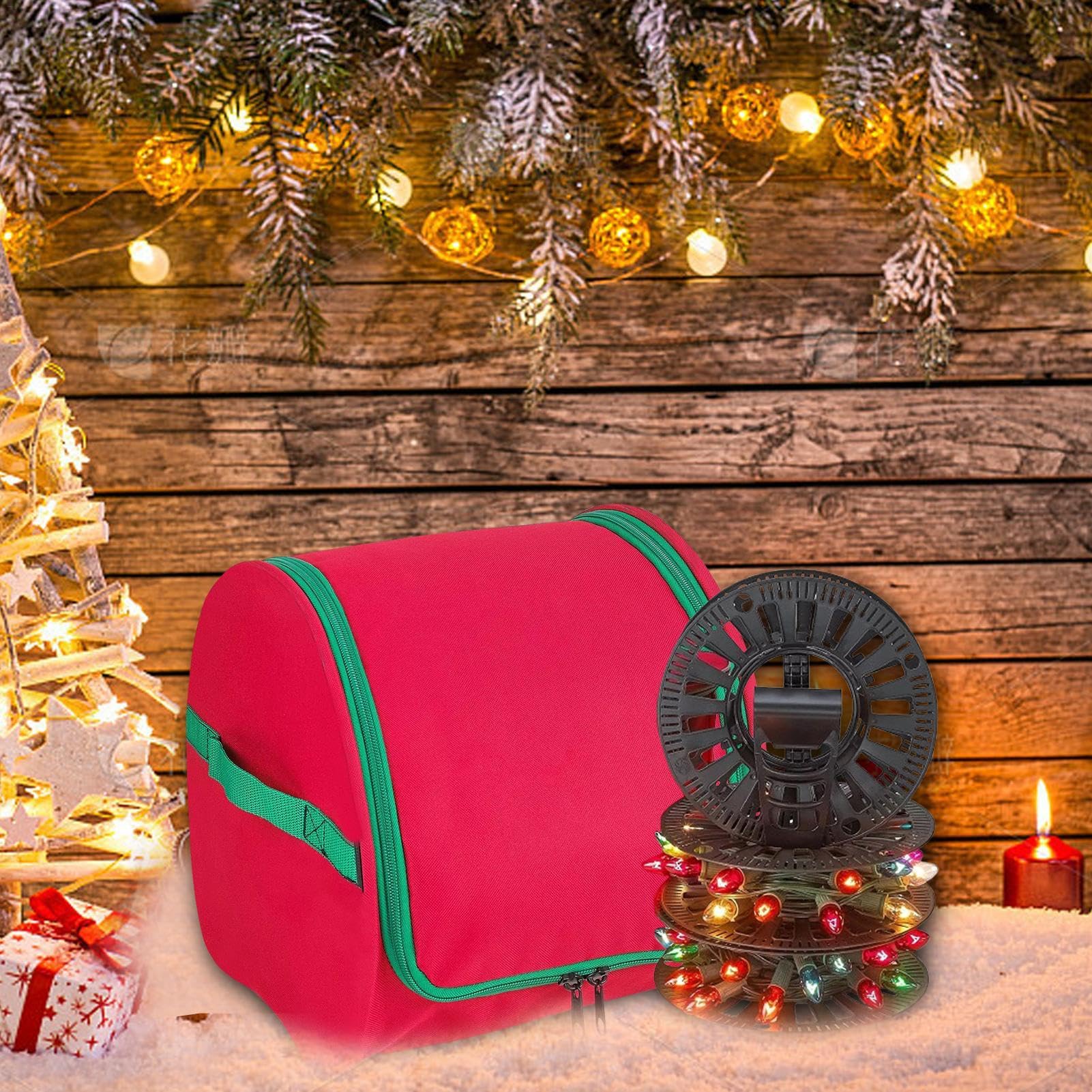 Borsa Organizer Per Luci Di Natale – 3 Rotoli, Tessuto Oxford, Cerniera, Maniglie Rinforzate, Per Soggiorno E Garage