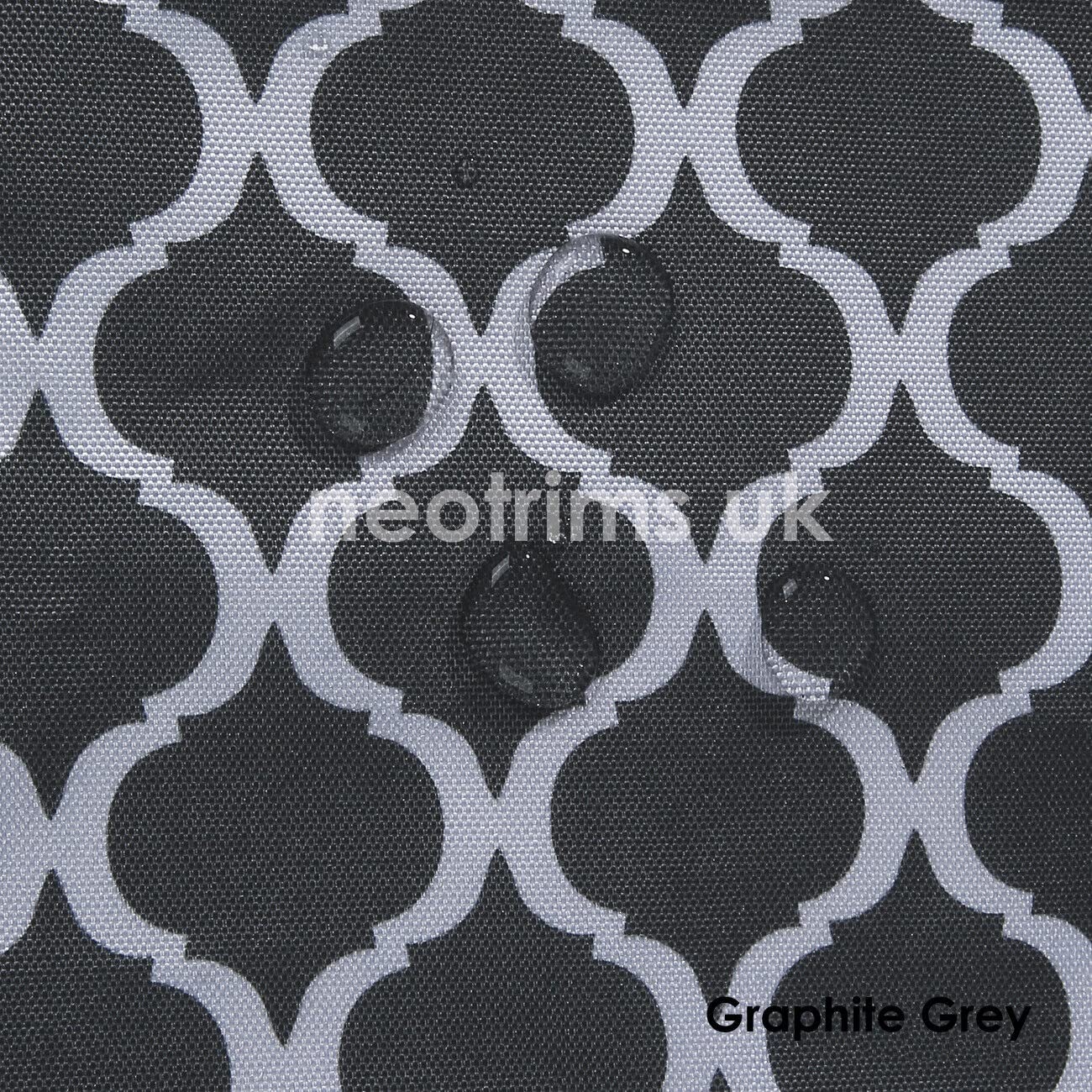 Wasserdichter Canvas-Stoff,Wasserabweisendes Gitter-Vierpass-Design,600 Denier Robustes Outdoor-Indoor-Polster- und Gartenmaterial,Wasserrutschen ab. Graphite Grey,5 Mt