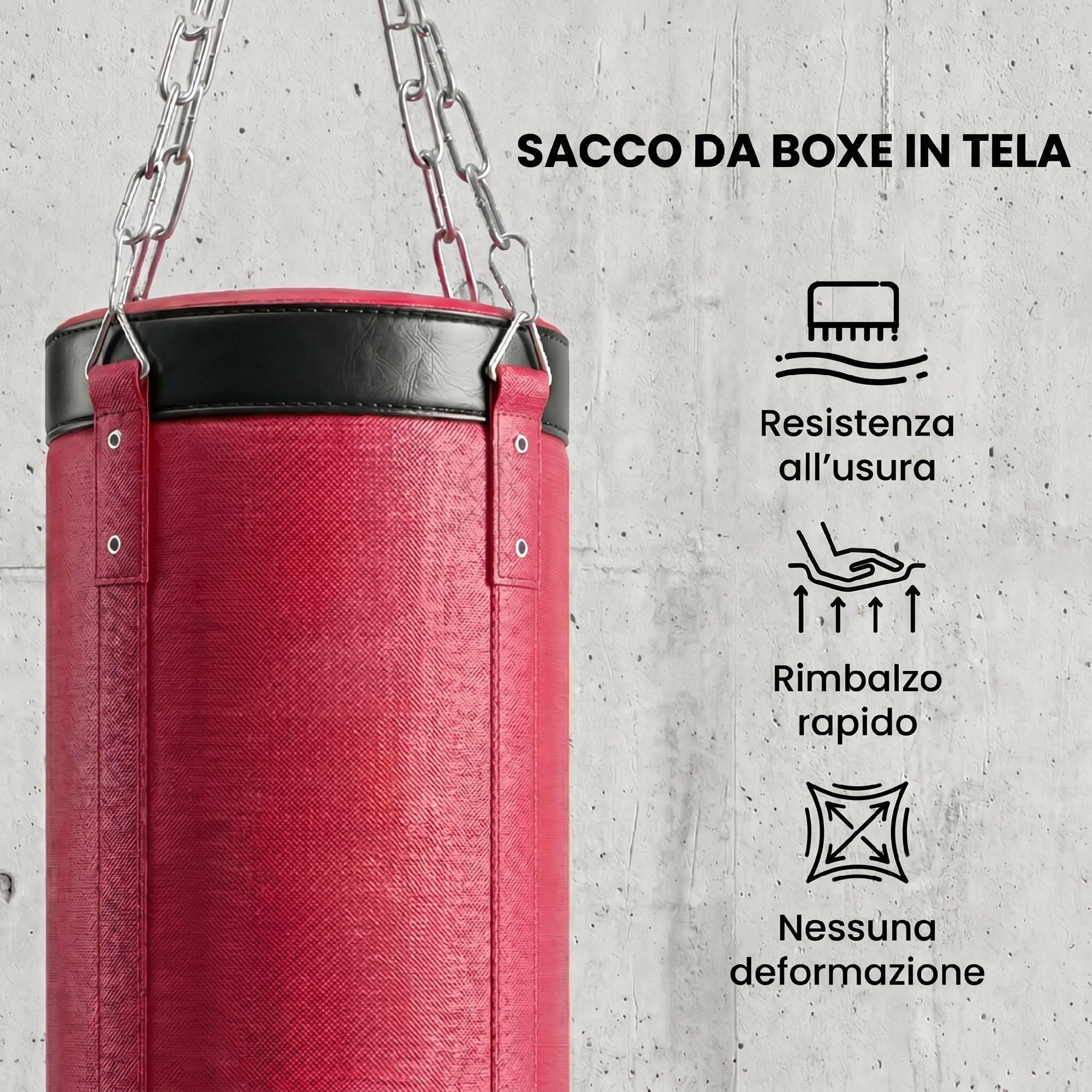 SPORTNOW Sacco da Boxe con Supporto per Adulti, Altezza Regolabile 185-231 cm, Supporto da Boxe con Base Triangolare, Sacco in Tela, Barre per Pesi 2.5cm, per Allenamento Fitness Palestra Casa, Rosso