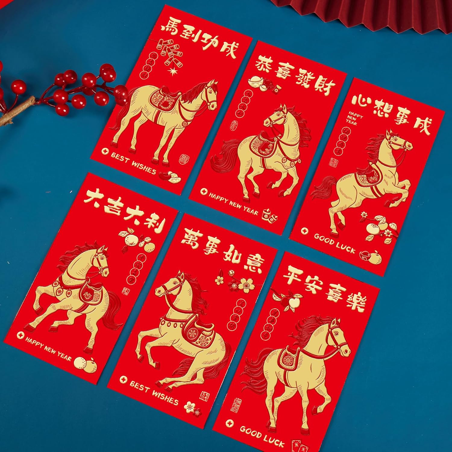 2025年新年 赤パケット 蛇年 赤パケット 赤パケット 中国赤パケット 新年 結婚式 誕生日 福財布 (6柄36枚)