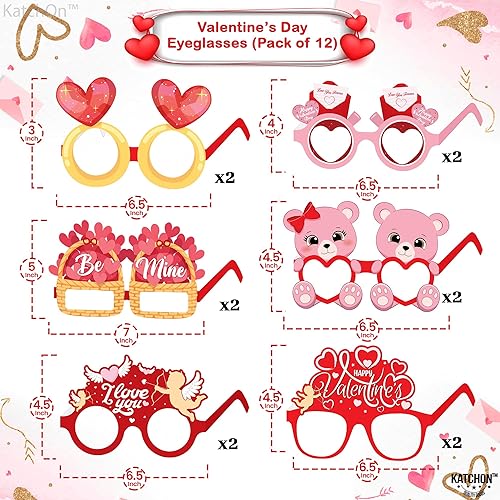 Miniatura 5 de KatchOn, Cartel de feliz día de San Valentín – XL, paquete de 13 Lindas gafas de San Valentín Fondo de San Valentín para decoraciones de San