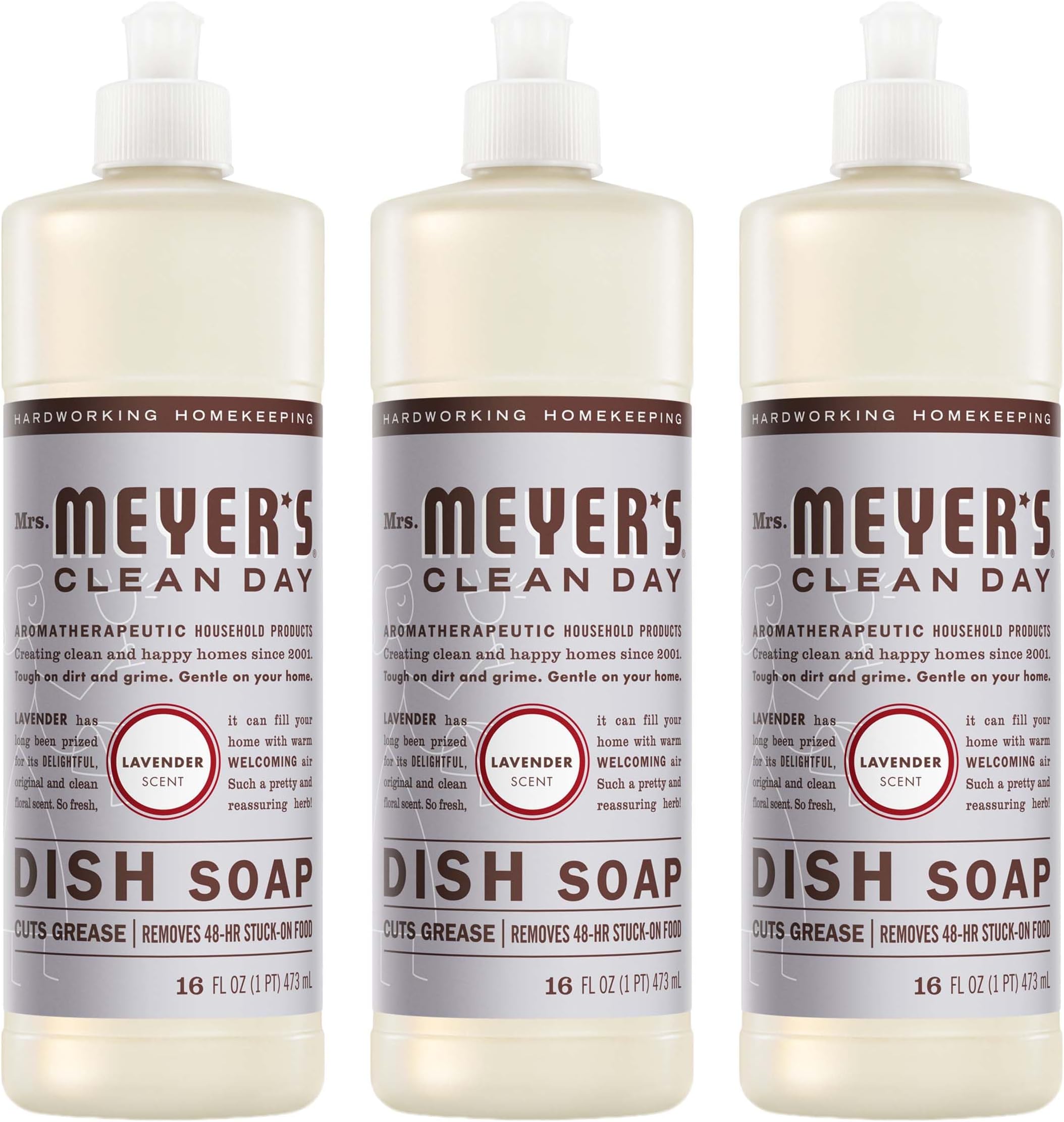 MRS. MEYER'S CLEAN DAY Liquid Dish Soap, Lavender, 16 fl. oz - Pack of 3