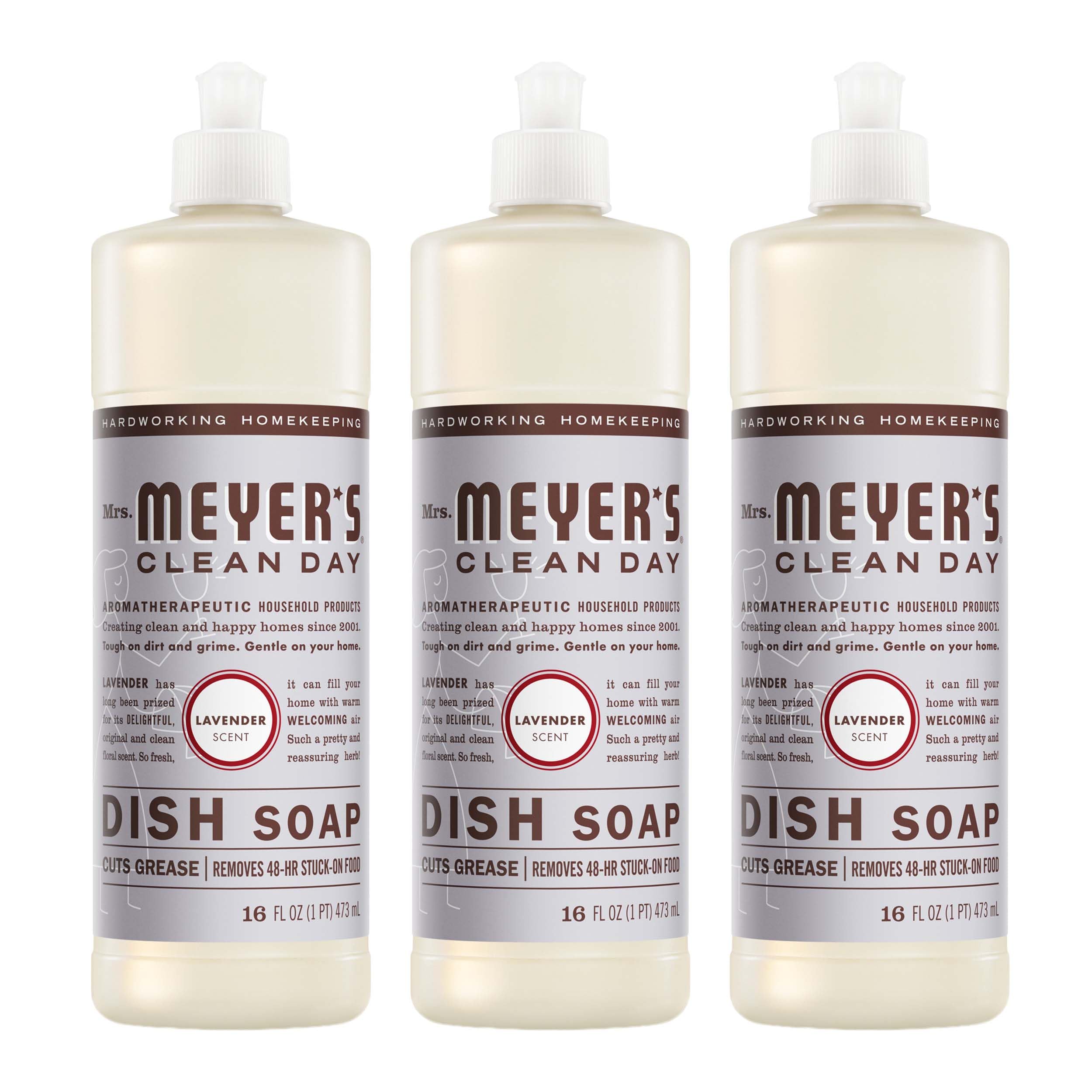MRS. MEYER'S CLEAN DAY Liquid Dish Soap, Lavender, 16 fl. oz - Pack of 3