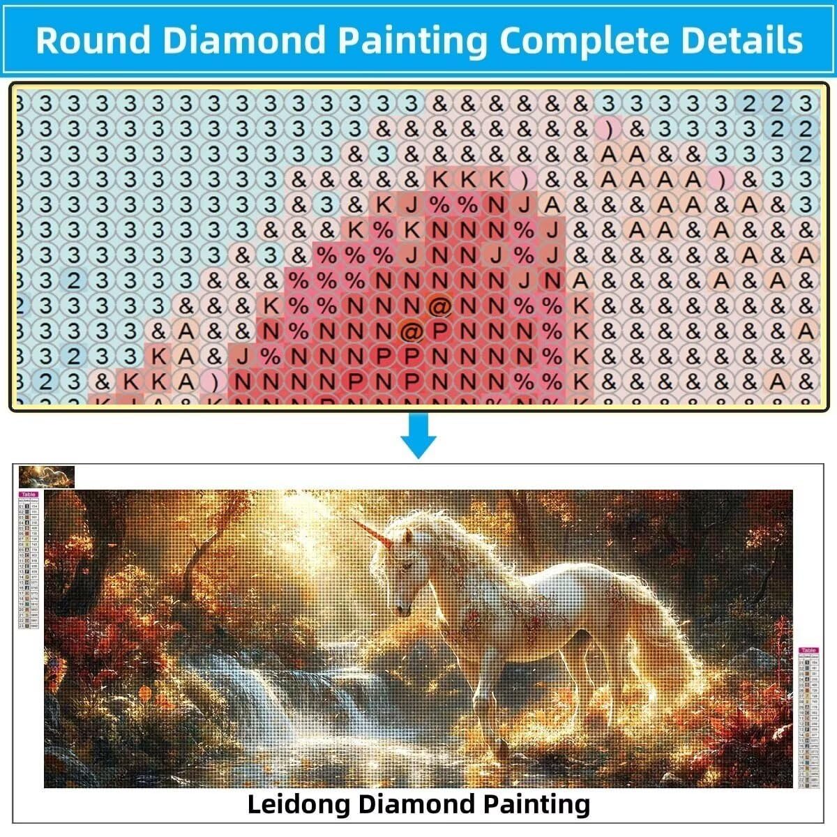 Malarstwo diamentowe 5D, dla dorosłych, biały jednorożec, wodospad, obraz "zrób to sam", obraz do malowania diamentami dla dzieci (80 x 200 cm), zestaw do haftu diamentowego, zestaw do malowania, do