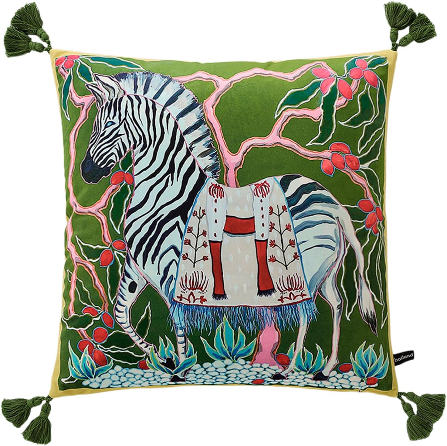 Exquisite Animal Print Throw Pillow Covers - 18x18 Couch Pillow Cases with Double-Sided High-Definition Design, Soft Velvet Texture, and Fringe Accents (Green, 18x18)