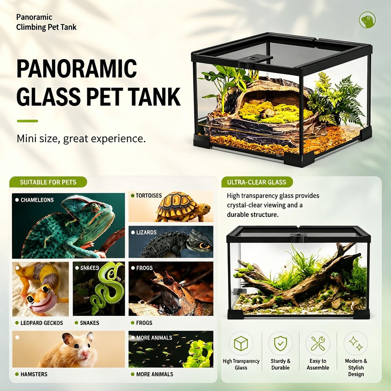 Panoramiczne Szklane Terrarium dla Gadów
