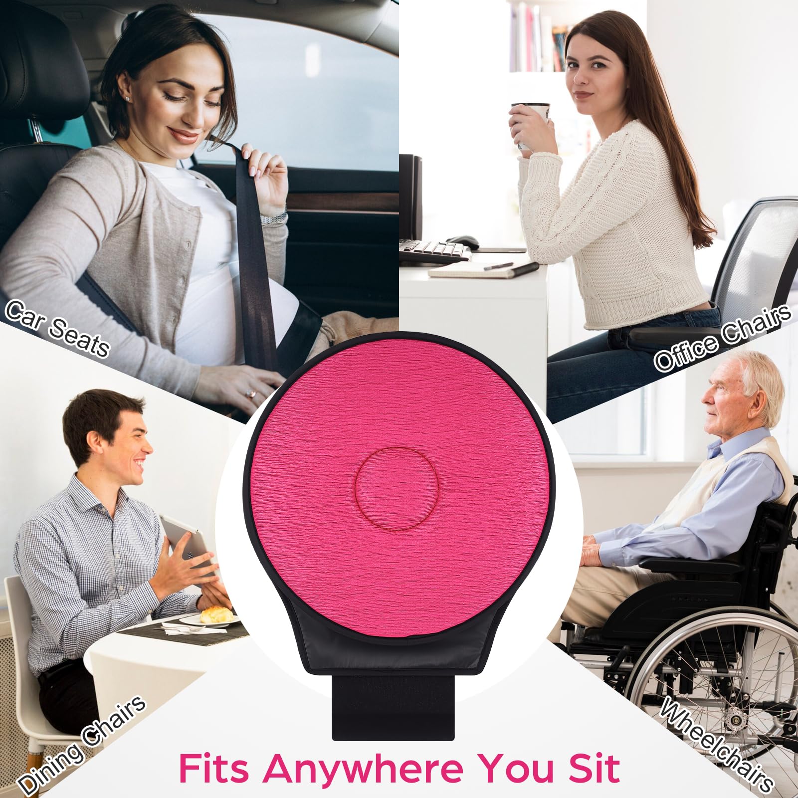 Cabilock Cuscino girevole multifunzionale per seggiolino auto, traspirante, leggero, portatile, adatto per l'uso su sedia a rotelle da ufficio