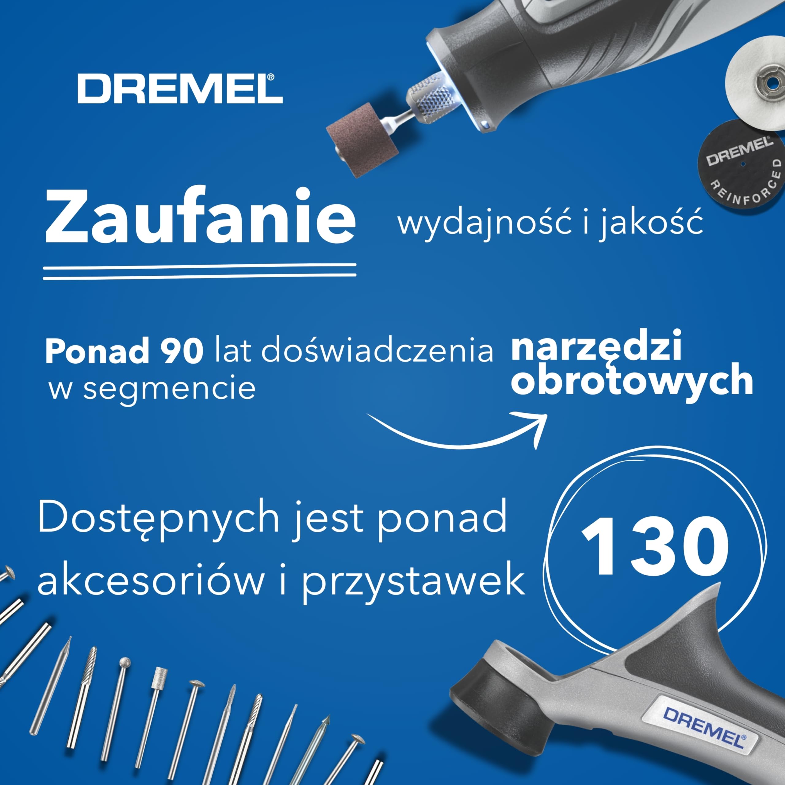 Dremel 8150 Zestaw z akumulatorowym bezszczotkowym narzędziem obrotowym, akumulator 7,2V 2Ah USB-C, 20 akcesoriów, regulacja prędkości obrotowej 5000–30000 obr./min, oświetlenie LED, cięcie, ścieranie