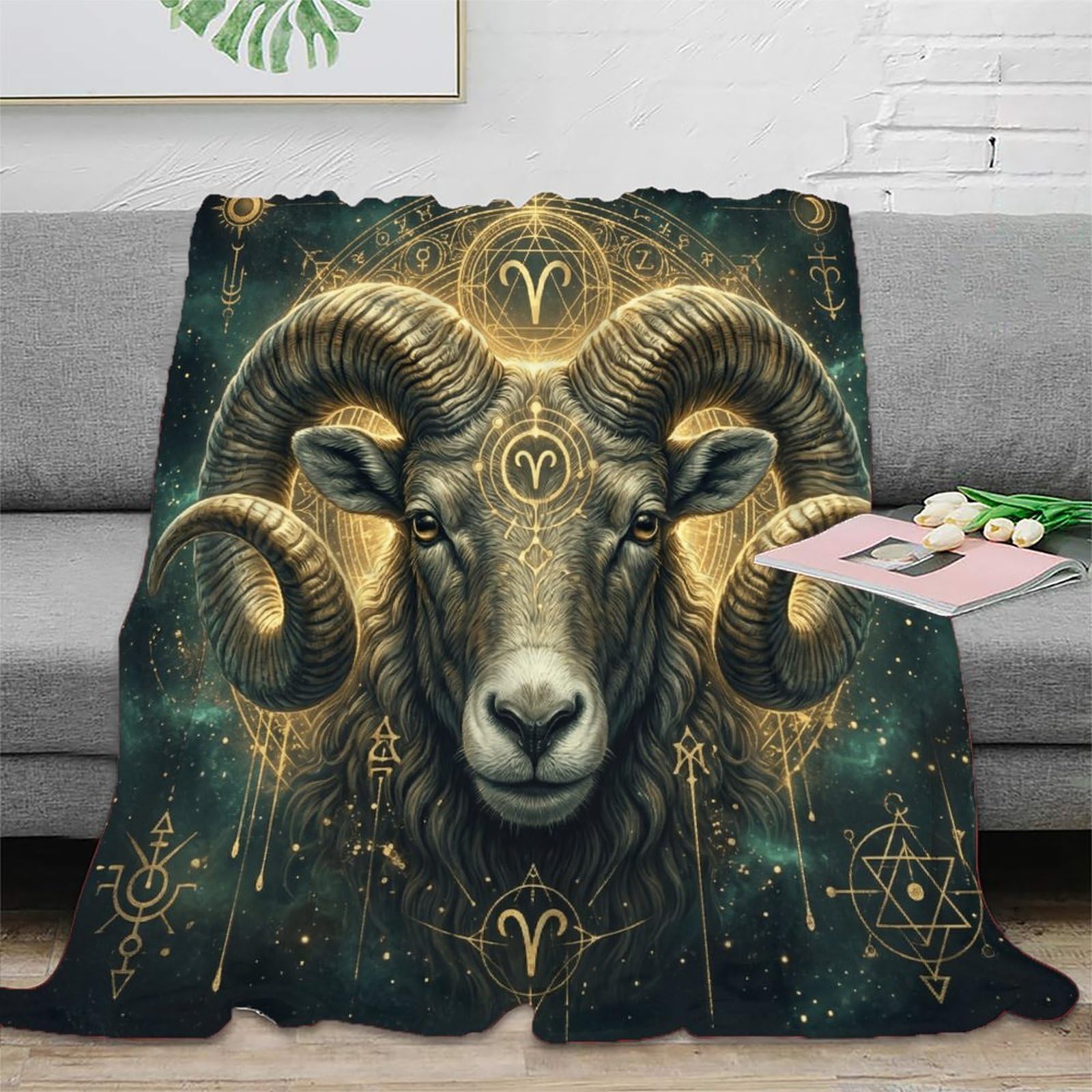 W7C8U2X3 Aries Zodiac Constellation Soft Throw Blanket, Bedroom Sofa Couch