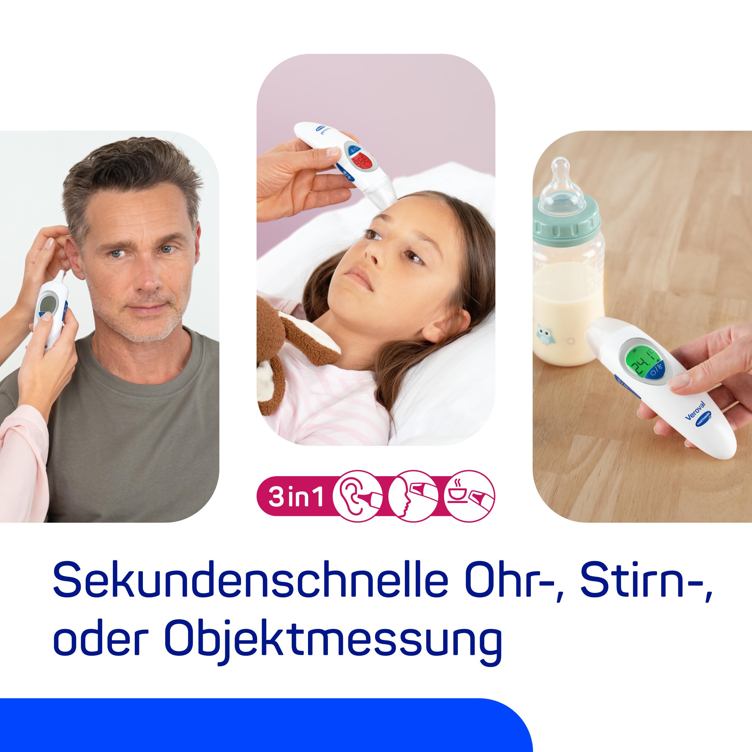 Veroval family Infrarot-Fieberthermometer, Ohr-, Stirn- und Objektmessung