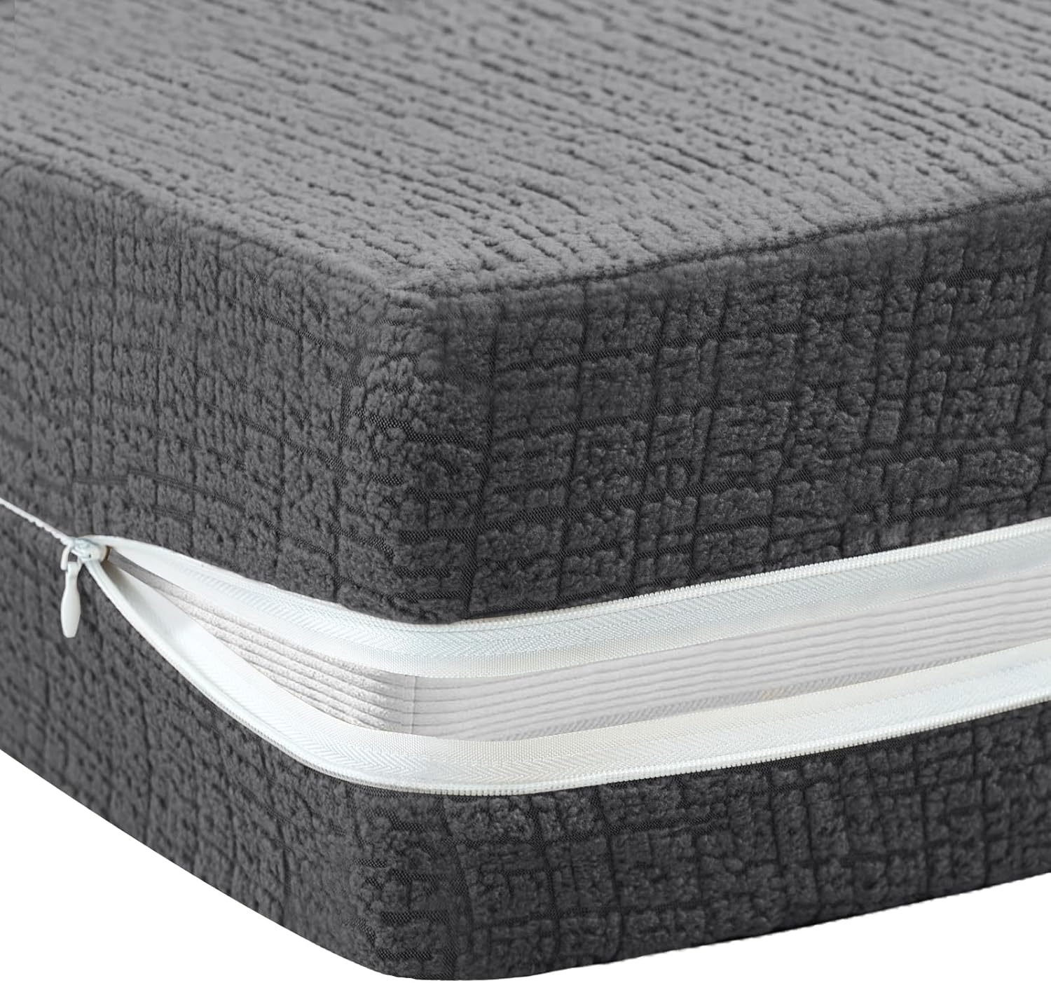 FantasDecor Twin Futon Mattress Cover for Traditional Japanese Futon Mattress, Floor Mattress Cover with Zipper Sofa Bed Protector Machine Washable, Twin Size, Grey
