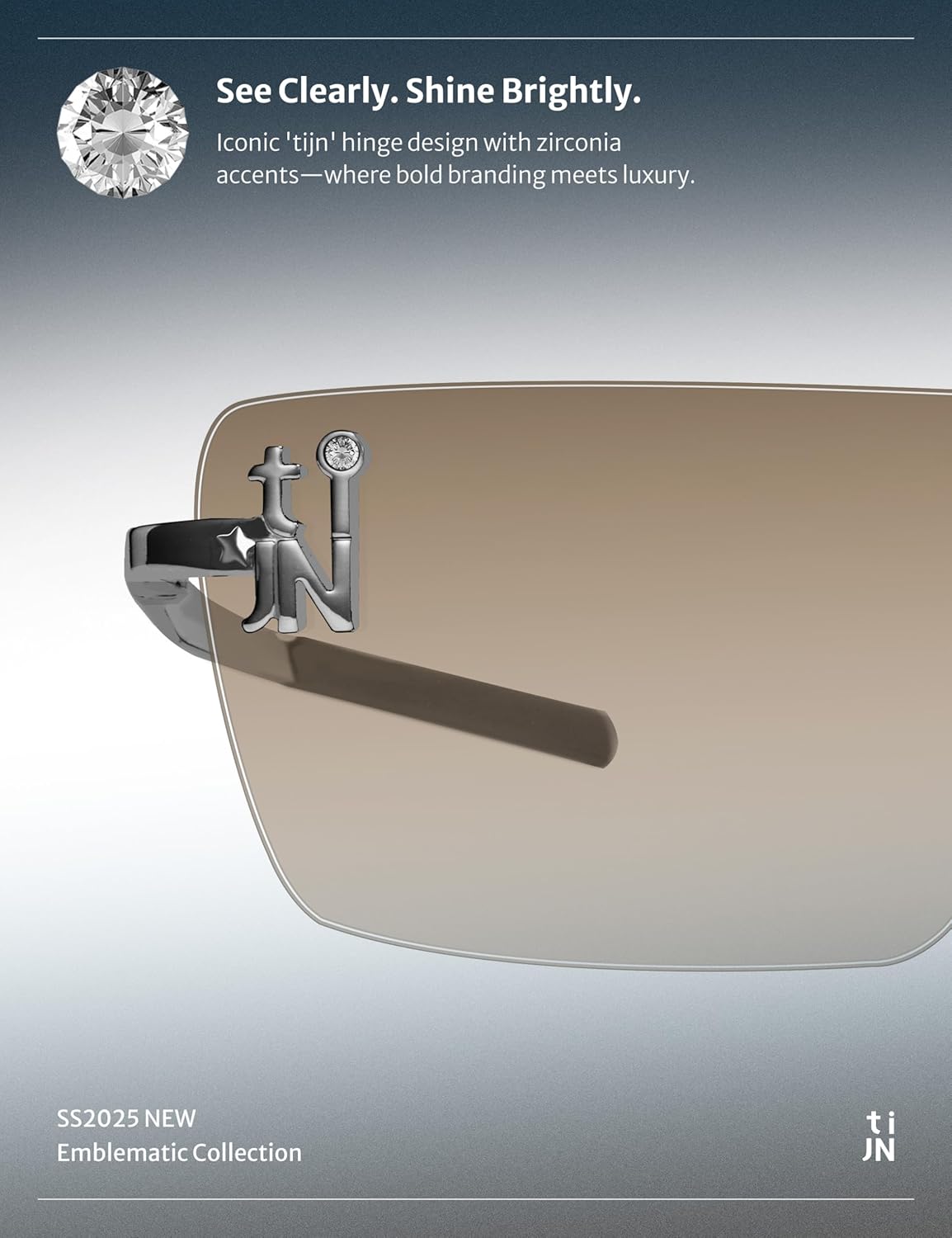 TIJN Rimless Blue Light Glasses for Women Men, Retro Y2K Rectangle Tinted Lens Glasses, Screen Fatigue & UV Protection