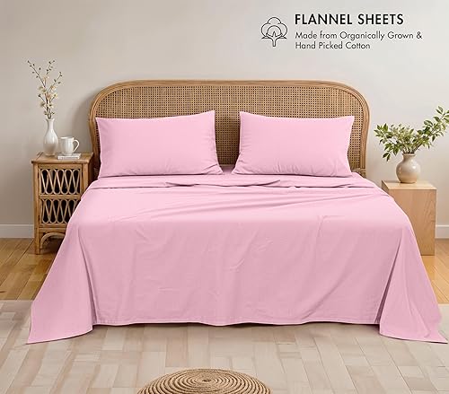 Miniatura 2 de RUVANTI - Juego de sábanas de franela tamaño King certificado GOTS 100% de algodón orgánico, juego de 4 piezas cálido, suave y transpirable, con