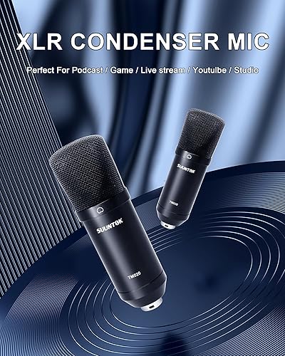 Miniatura 7 de SUUNTOK XLR Micrófono TM020 - Micrófono cardioide de grabación profesional de diafragma grande chapado en oro de 1.339 in, para estudio, transmisión