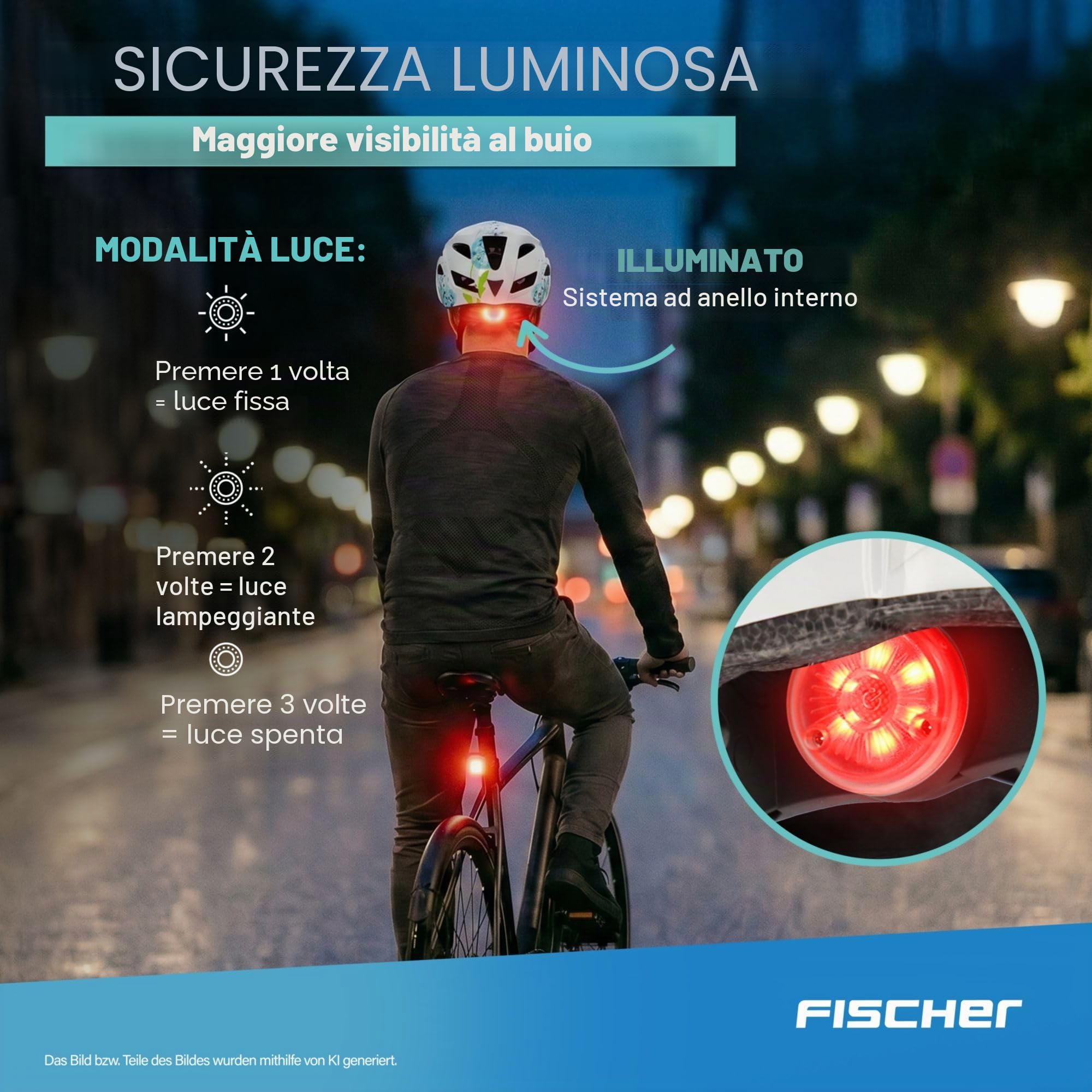 FISCHER adulti Urban Flowers Casco da bici, Blu/Bianco/Verde, S/M