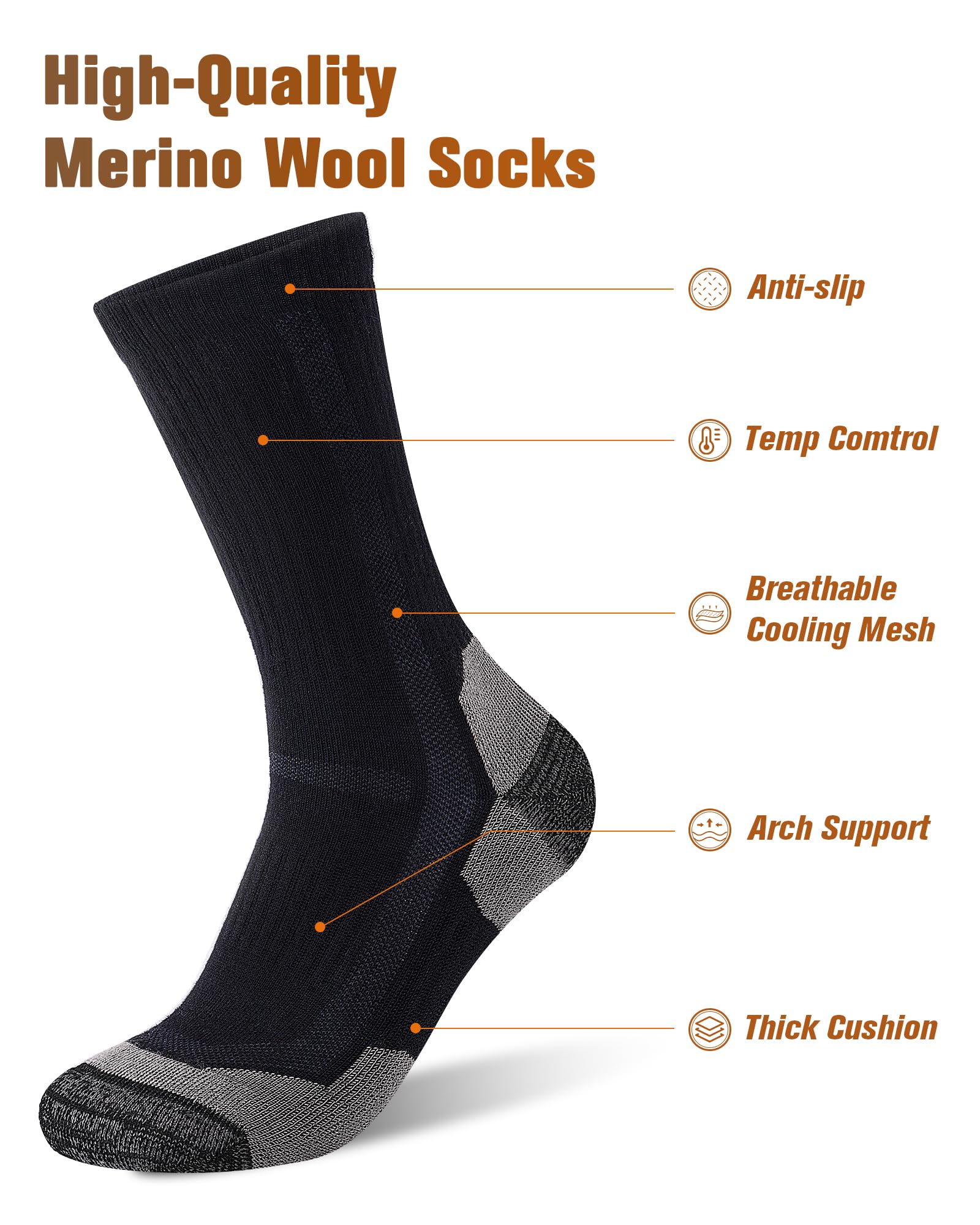 SockWaddles Calze Trekking In Lana Merino Uomo Donna, Acolchati Traspiranti Calzini, Ideali Per Trekking Running Lavoro Ciclismo Escursionismo 3 Paia