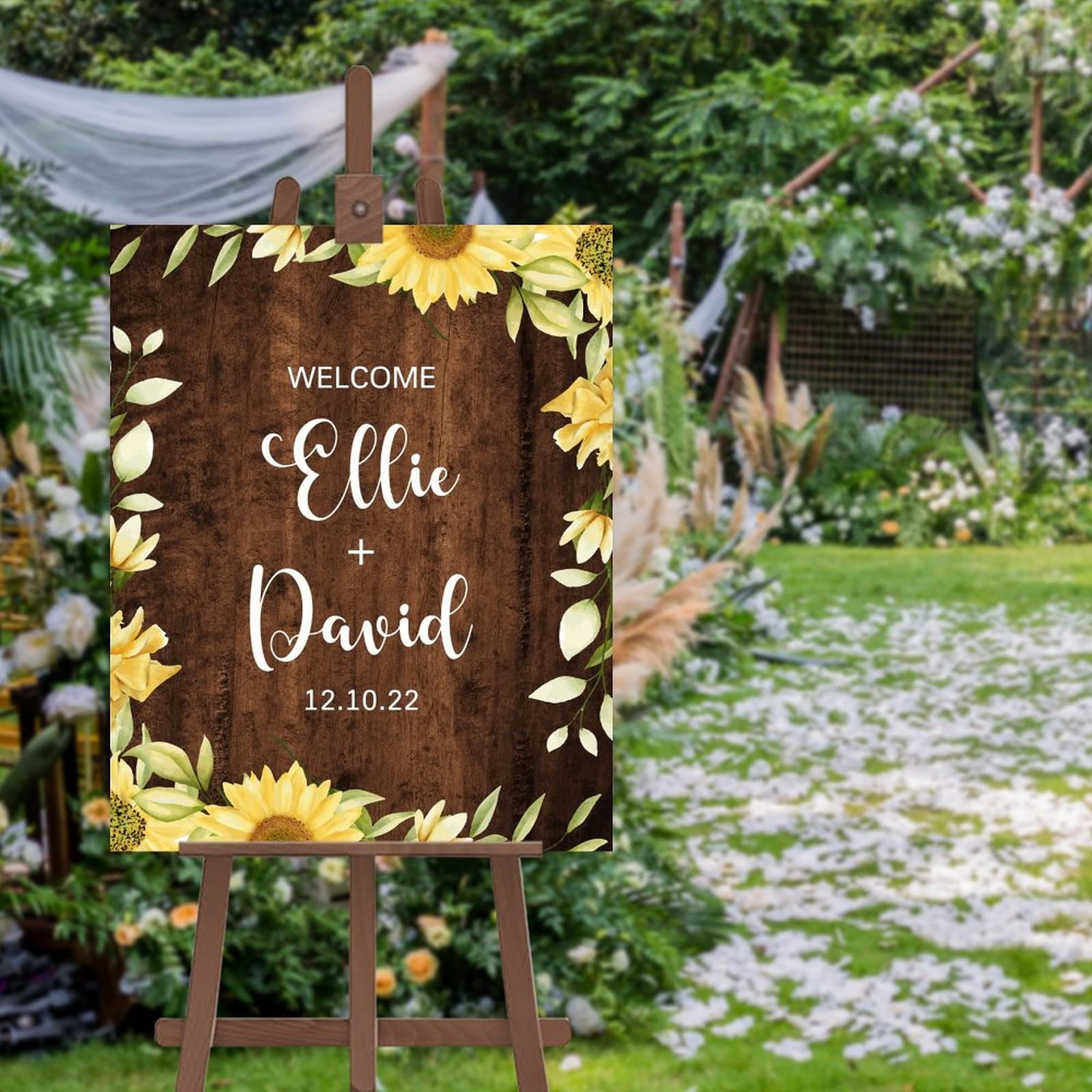 Panneau de bienvenue mariage tournesols pour accueillir vos invités