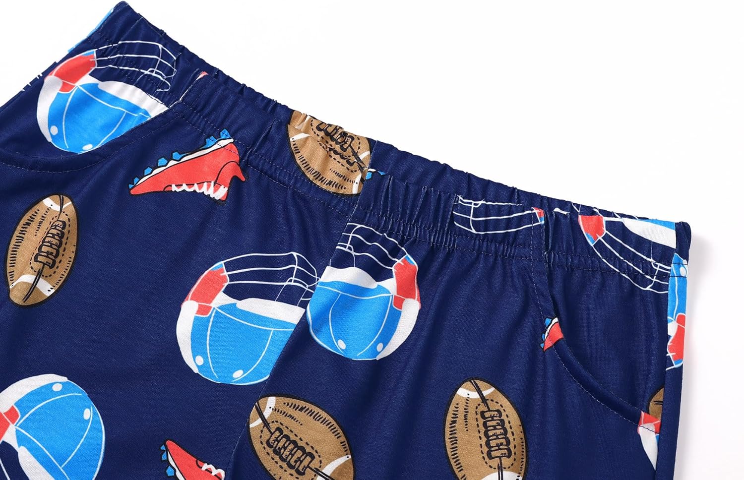 Beezizac Big Boys Pajamas Teal & Navy Face 2-Piece Fun Short Sleeve PJ Set Kid Cozy Sleepwear Children Size 6-18 - Image 5