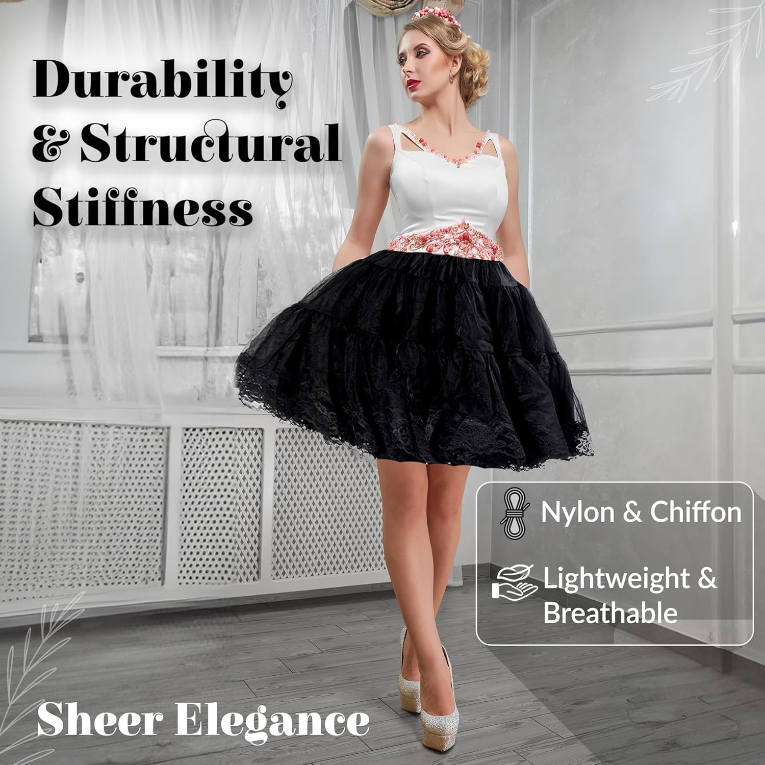 Malco Modes Black Halloween Petticoat for Women | Halloween Costumes Plus Size | Party Style Costume | Comfortable & Stylish Halloween Outfits for Women