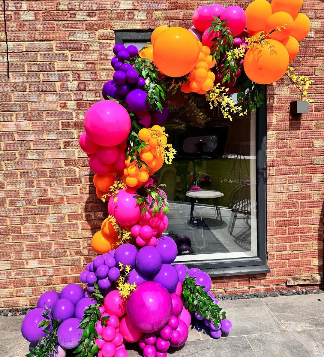 Longwu Hot Pink Orange Balloon Garland Arch Kit, 122pcs Pink and Orange Purple Tropical Balloons Arch Kit for Birthday Baby Shower Party Supplies Summer Beach Hawaiian Luau Aloha Party Decorations