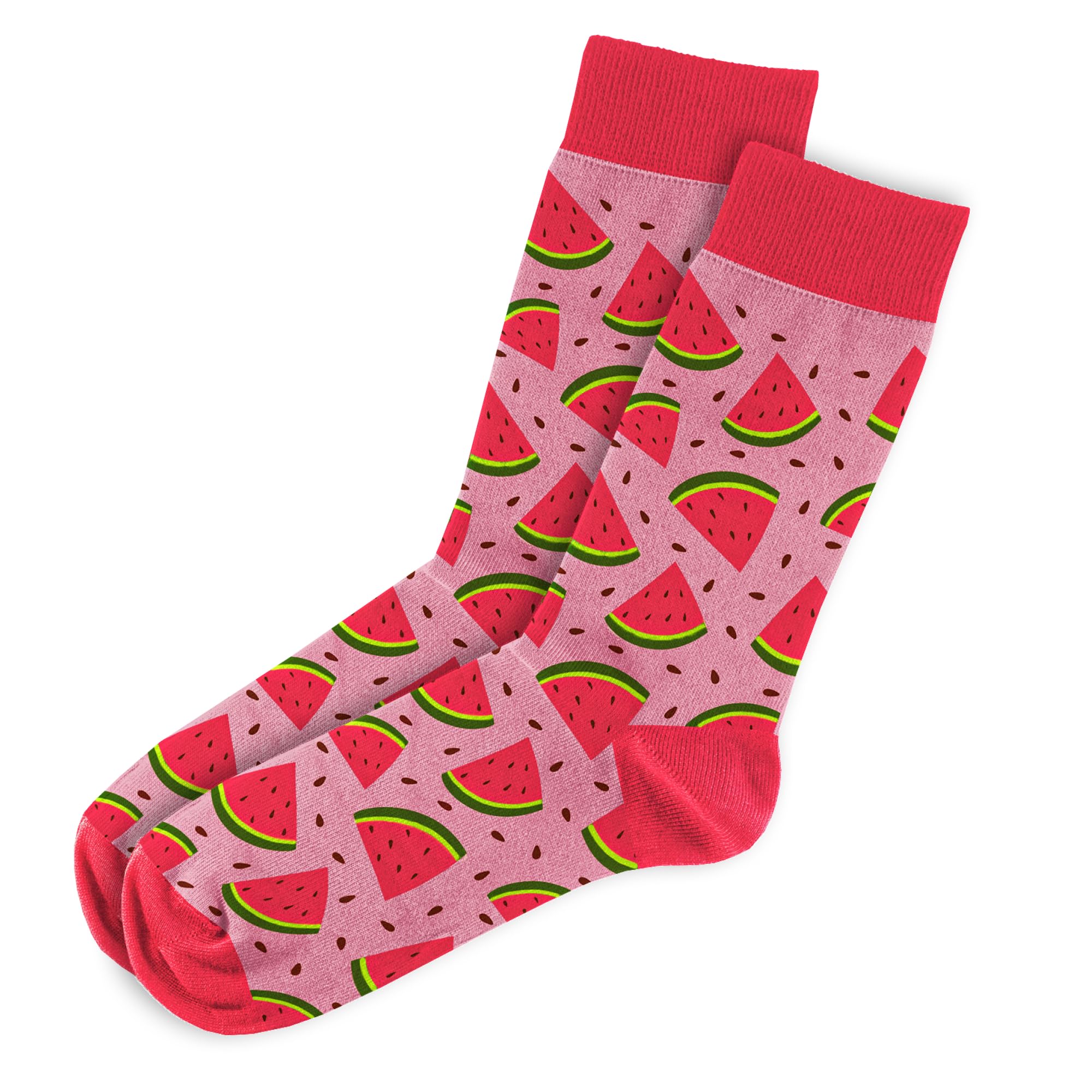 MOJA LDN Premium Funky Bamboo Socks - Soft and Stylish Bamboo Socks - Eco Friendly and Durable Men & Women Socks (UK, Numeric, 3, 8, Regular, Regular, Women, Watermelon)