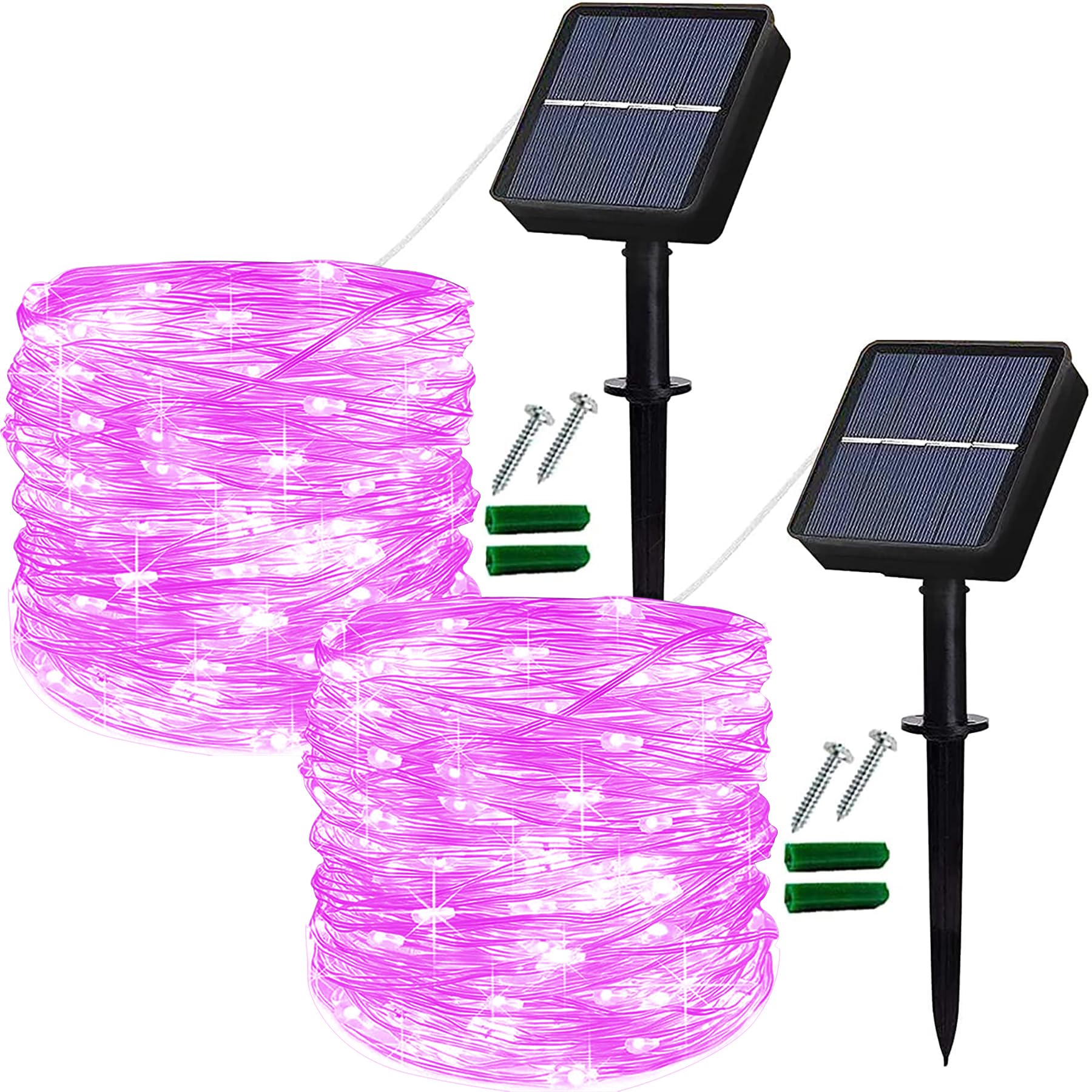Lezonic Pink Solar String Lights Outdoor, 12M/40Ft 120Led Solar Garden Lights Waterproof, 8 Lighting Modes Outdoor/Indoor Fairy Lights Decorative Lighting For Gazebo Patio Party Weeding Festival (Pink)