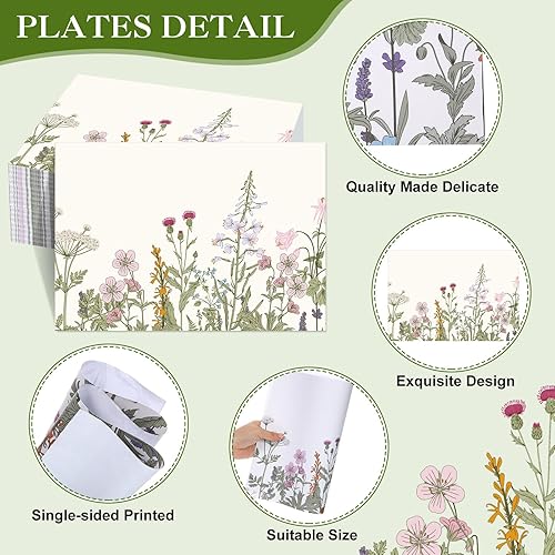 Miniatura 2 de Moinchore Paquete de 100 manteles individuales de papel con flores silvestres para mesa de comedor, manteles individuales desechables florales
