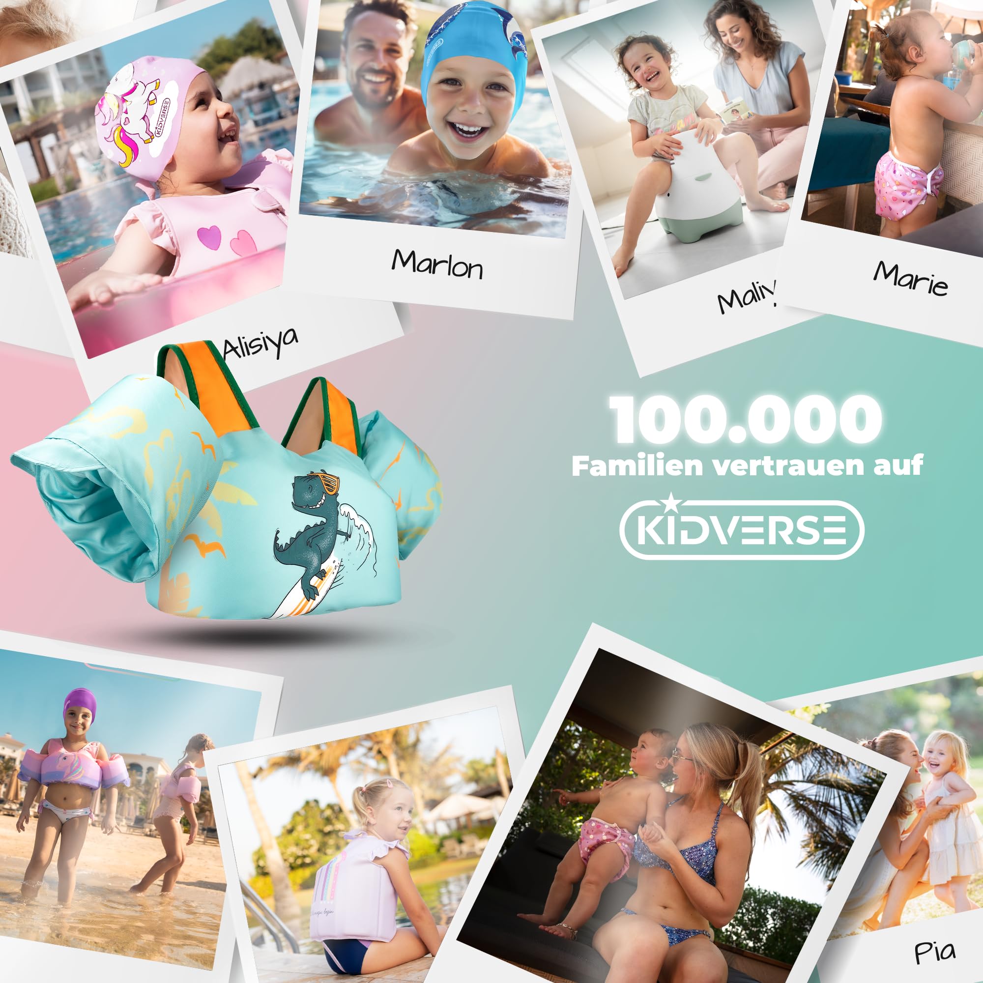 KIDVERSE Schwimmweste Kinder 3-6 Jahre - Geprüfte Qualität - Schwimmweste mit Schwimmflügel für Kinder - Schwimmhilfe für Jungen & Mädchen bis 30kg - Auftriebsweste Kinder - Schwimmtraining