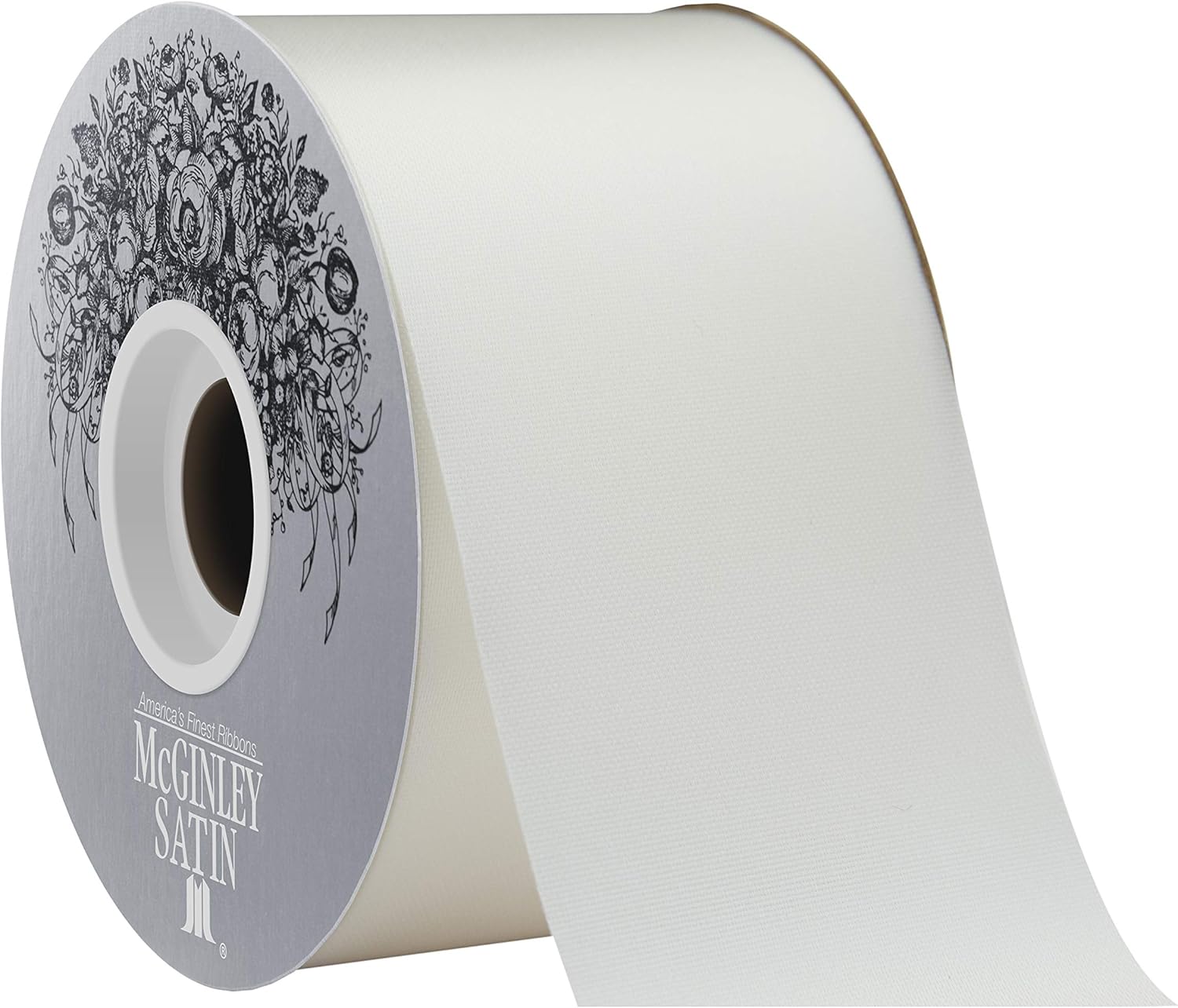 McGinley Mills 2.5 W Acetate Satin Ribbon, White Ivory, 50 Yard Spool