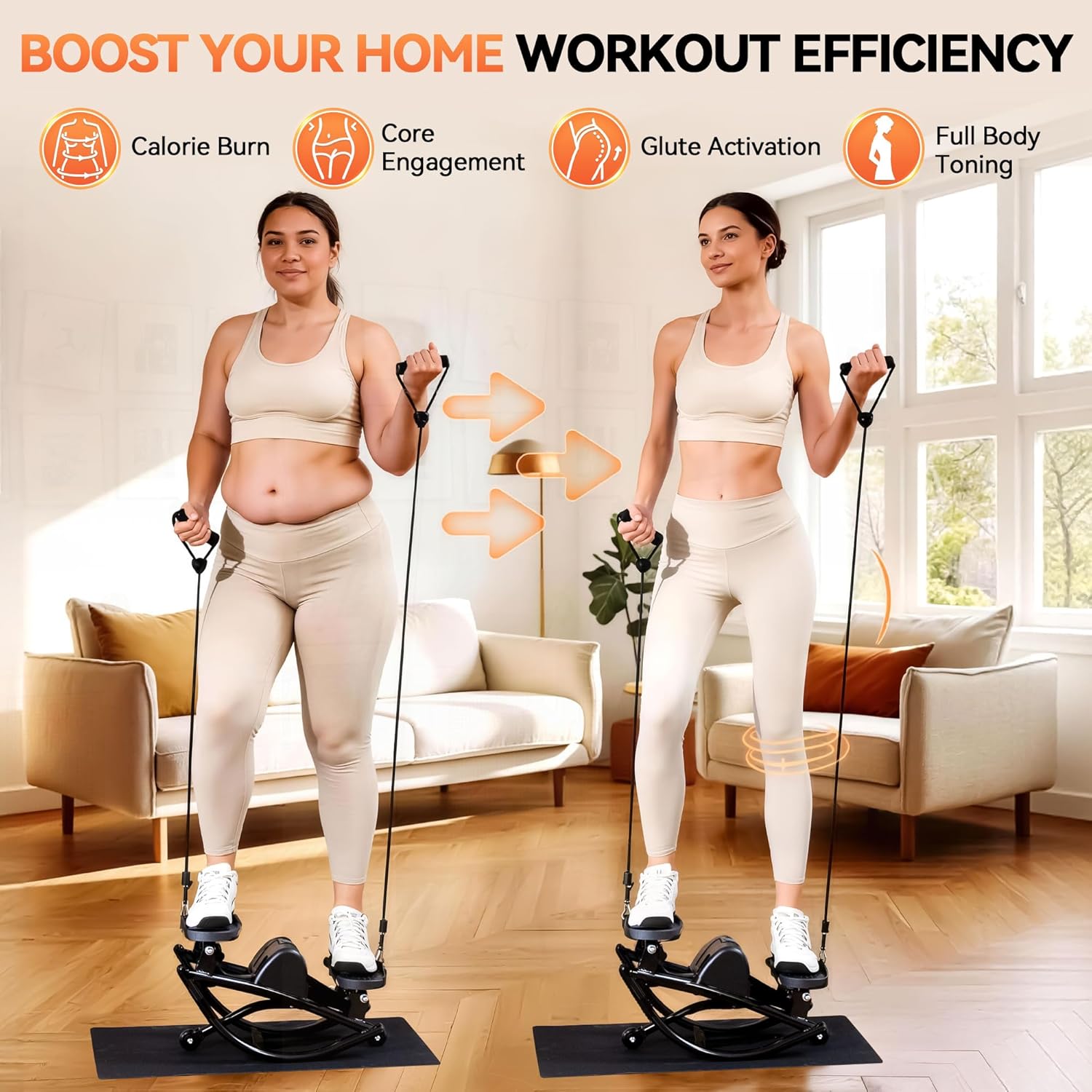 Rock Stepper - Steppers for Exercise at Home, Portable Stepper Side to Side with Digital Display & Resistance Bands, 330 LBS Capacity Full Body Workout Low-Impact Knee-Friendly 3D Stair Stepper