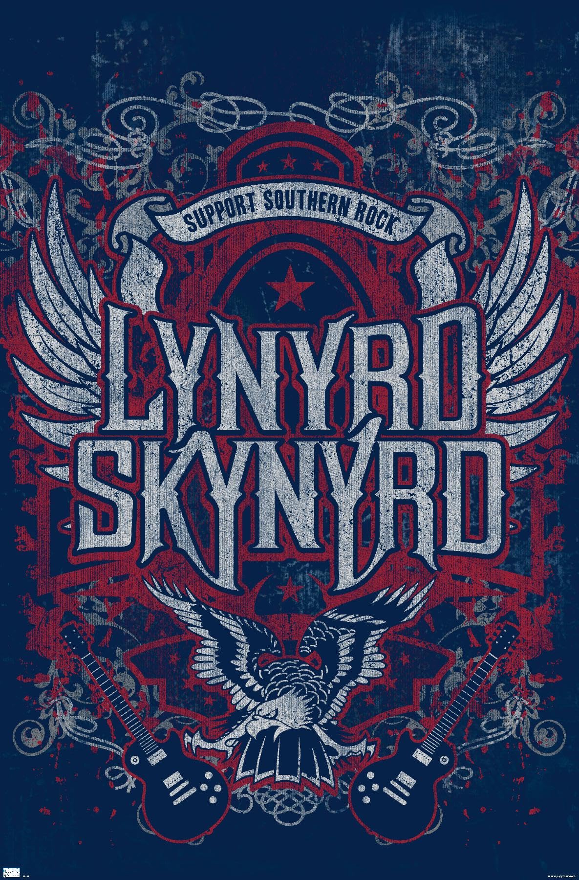 Lynyrd Skynyrd - Navy Logo Wall Poster, 22.4L" x 14.7W", Premium Unframed Version