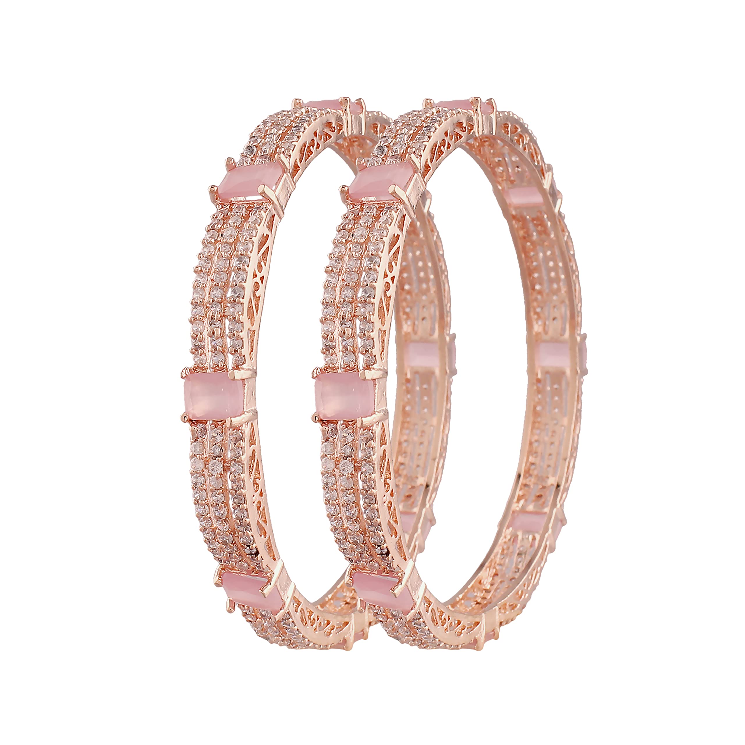 I Jewels 18K Rose Gold Plated Traditional Thick Brass Kada Bangles Encased With CZ American Diamonds For Women/Girls (ADB450Pi-c) (Set of 2) (B09T9H9Z33) Amazon Price History, Amazon Price Tracker