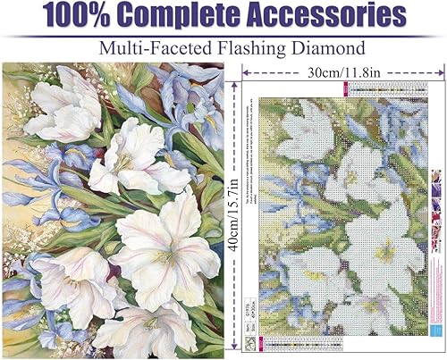 Miniatura 2 de FQOVKYN Kits de pintura de diamantes para adultos, kits de arte de pintura de diamantes de flores, bricolaje de puntos de diamante completo, arte y