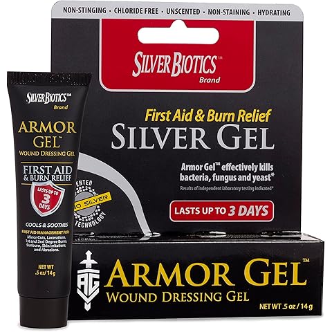 Silver Biotics Armor Gel Wound Dressing Gel | First Aid + Burn Relief | 24 ppm SilverSol Ag₄O₄ Technology | 0.5 oz