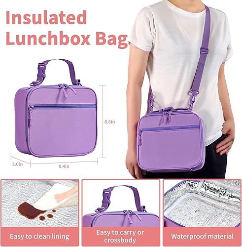 Miniatura 4 de Lonchera Bento para niños con contenedor térmico de alimentos (9 onzas), lonchera de 4 compartimentos, divisor ajustable, lonchera Bento a prueba de