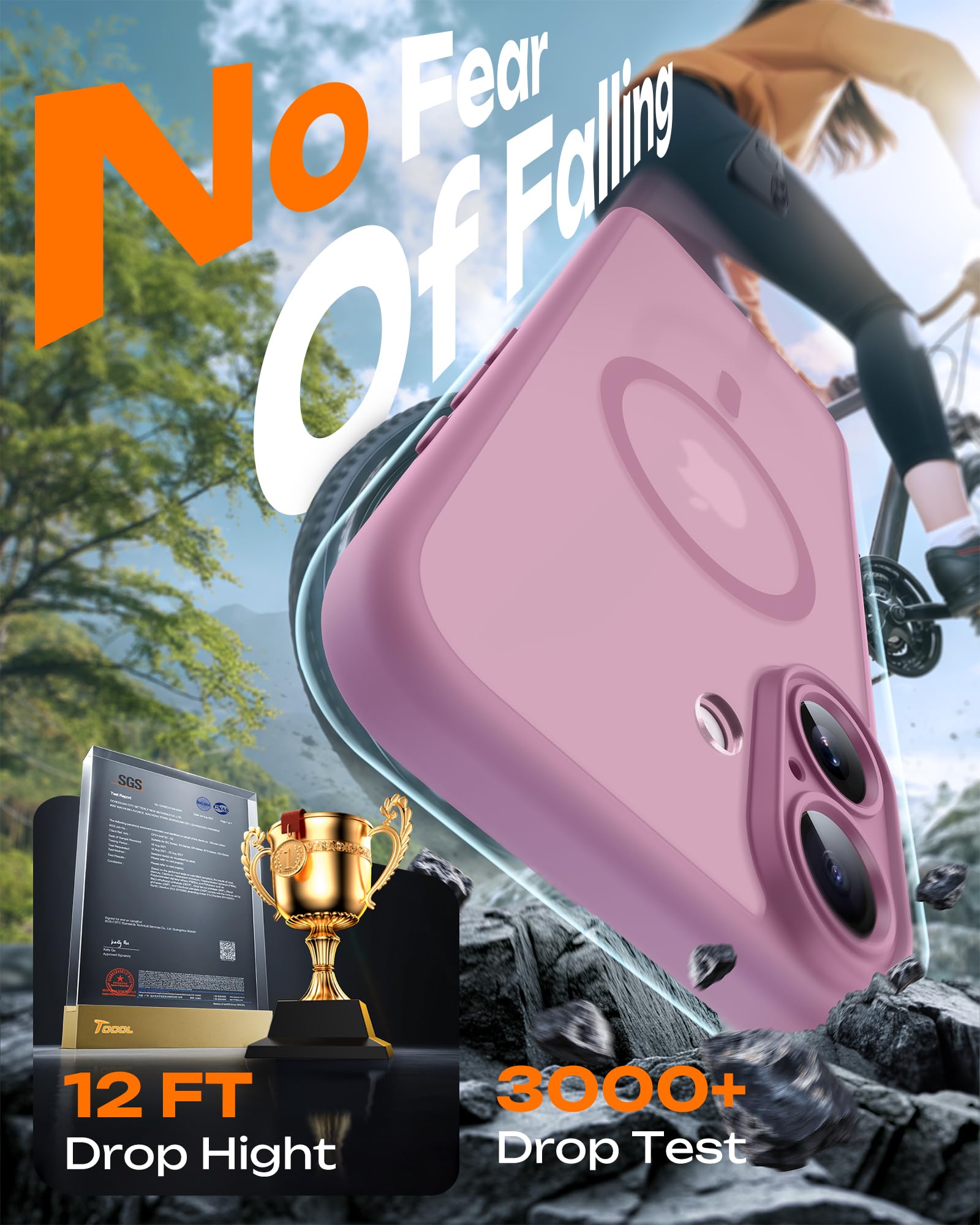 TOCOL Cover Magnetica per iPhone 17 6,3 Pollic, Compatibile con MagSafe, Anello Magnetico Incorporato, Protezione Fotocamera Integrata, Custodia Antiurto Traslucida Opaca, Lilla Viola