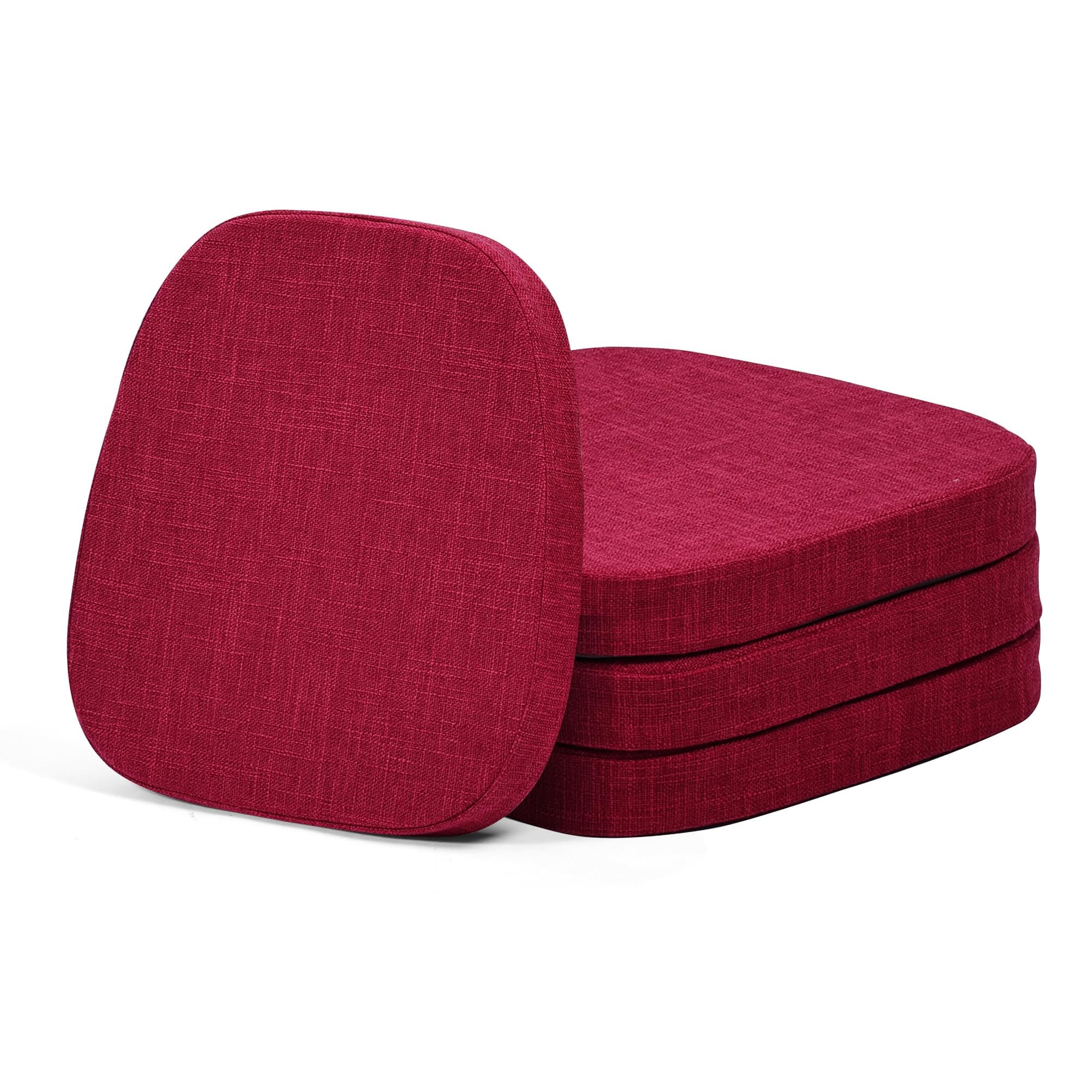 baibu 2-Layer Memory Foam Metal Dining Chair Pads, 14 x 14In, 4 Pack, Red