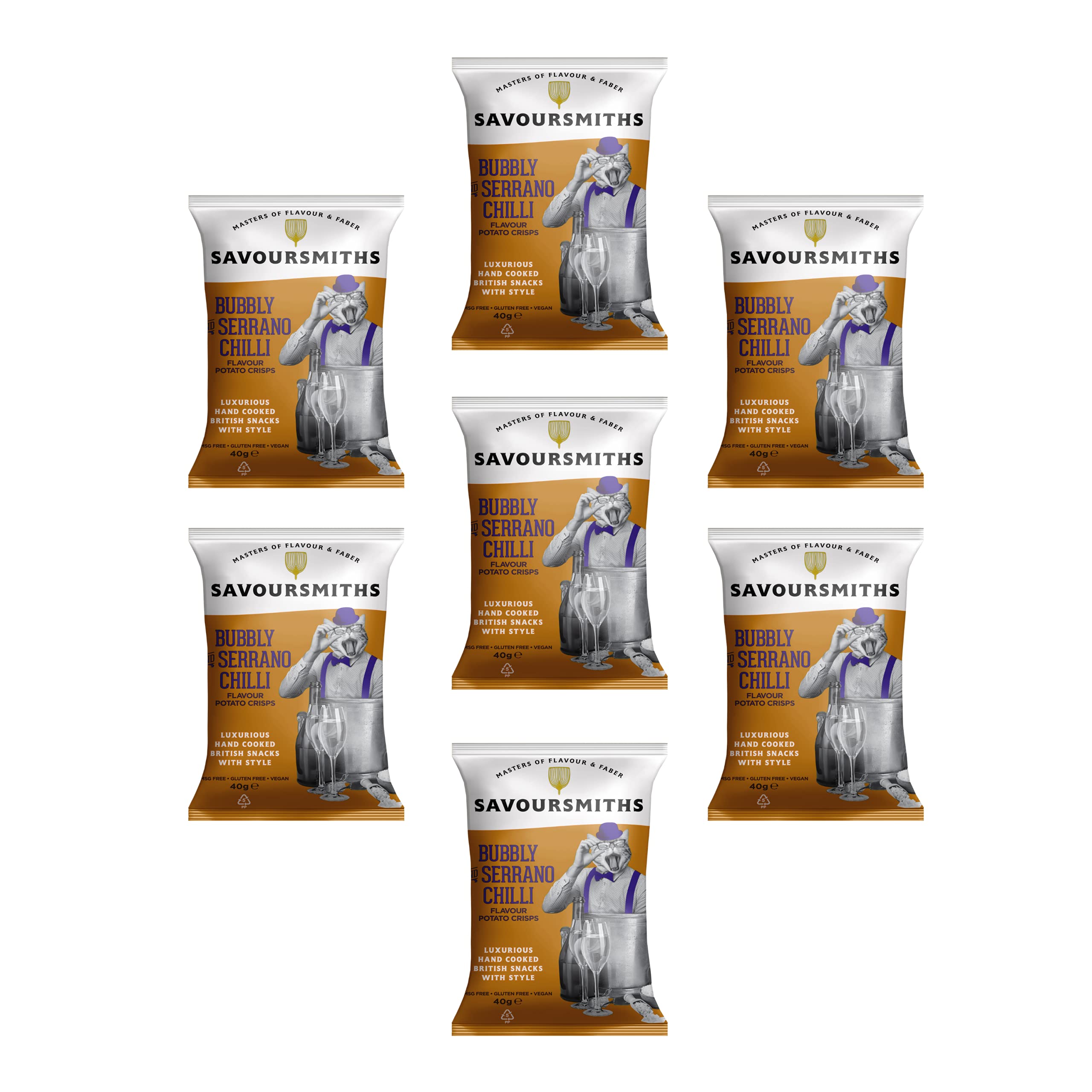 Savoursmiths Bubbly and Serrano Chilli Luxury English Potato Crisps 40g x 7