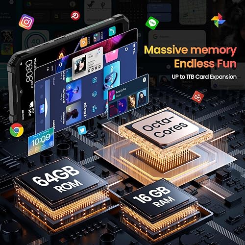 Miniatura 4 de OUKITEL WP28E - Teléfono resistente desbloqueado, batería de 10600 mAh, teléfono inteligente de pantalla de 6.52 pulgadas, 64 GB ROMTF 1 TB, cámara