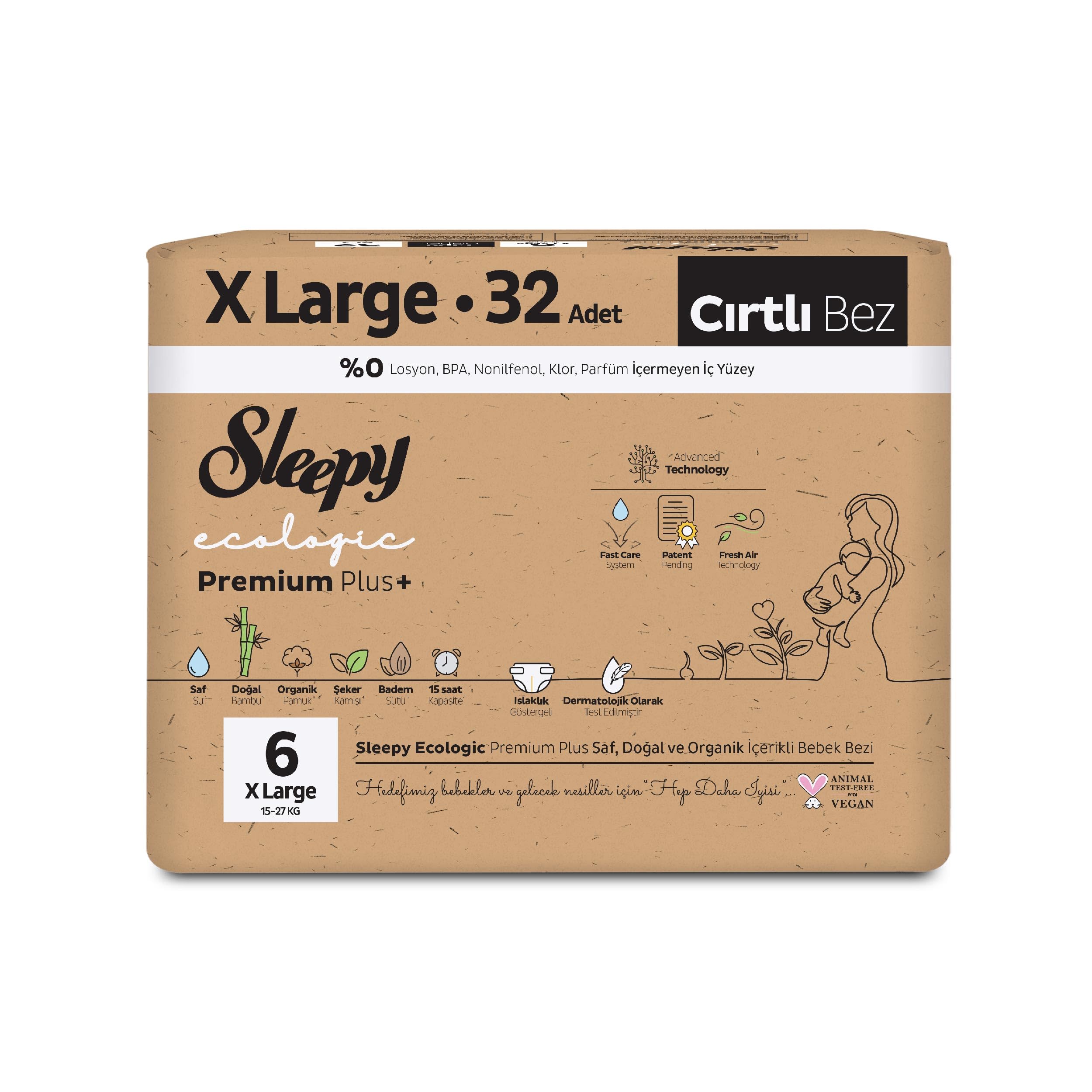 Sleepy Ecologic Premium Plus Efsane Paket Bebek Bezi 6 Numara Xlarge 128 Adet