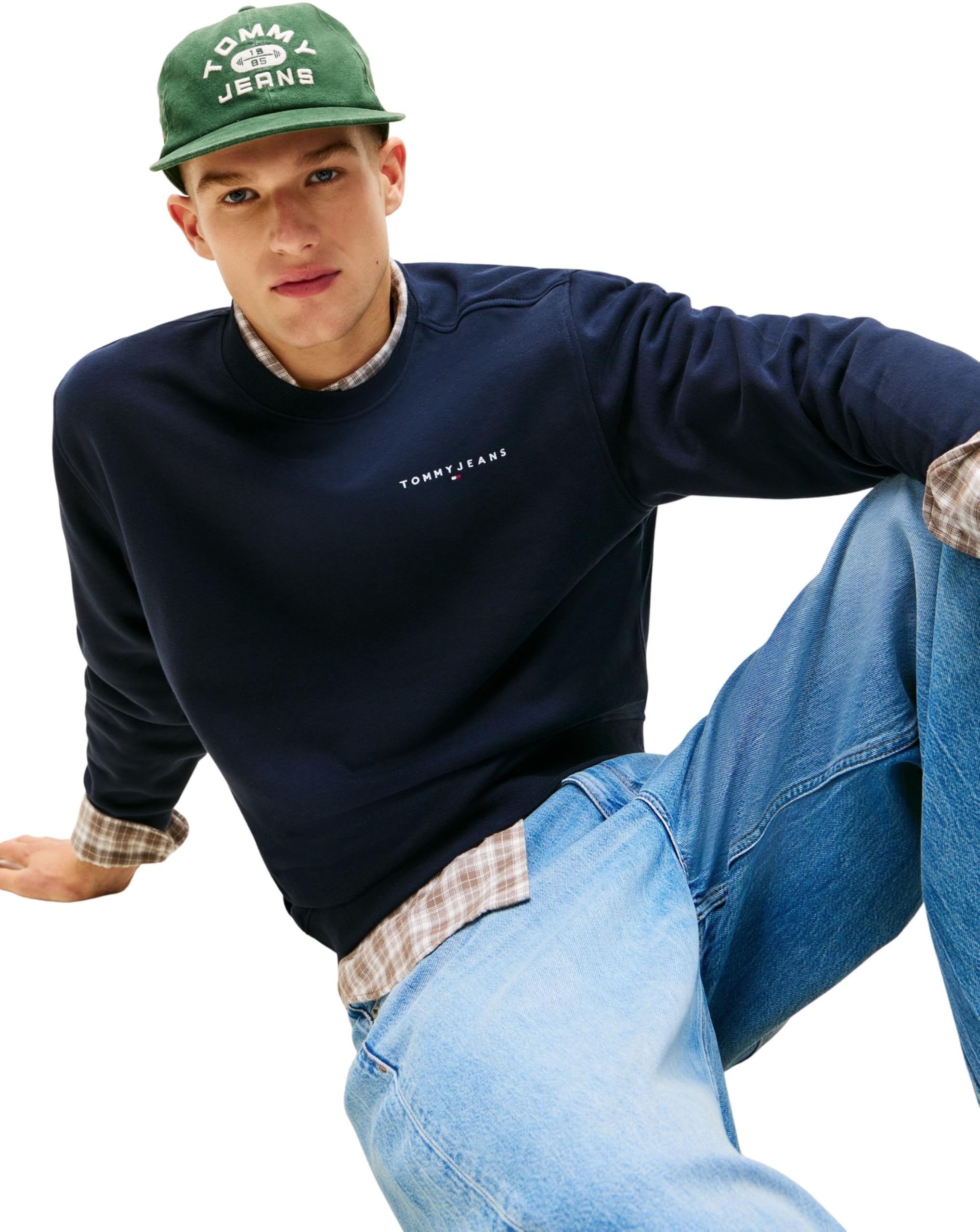 Tommy Jeans Sudadera Hombre Linear con Cuello Redondo