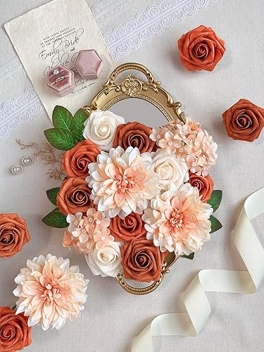 Vista 98 de White Rose Artificial Flowers Fake Flower Bulk with Stems for DIY Wedding Bouquet Bridal Baby Shower Centerpiece Table Decorations Silk Faux Floral