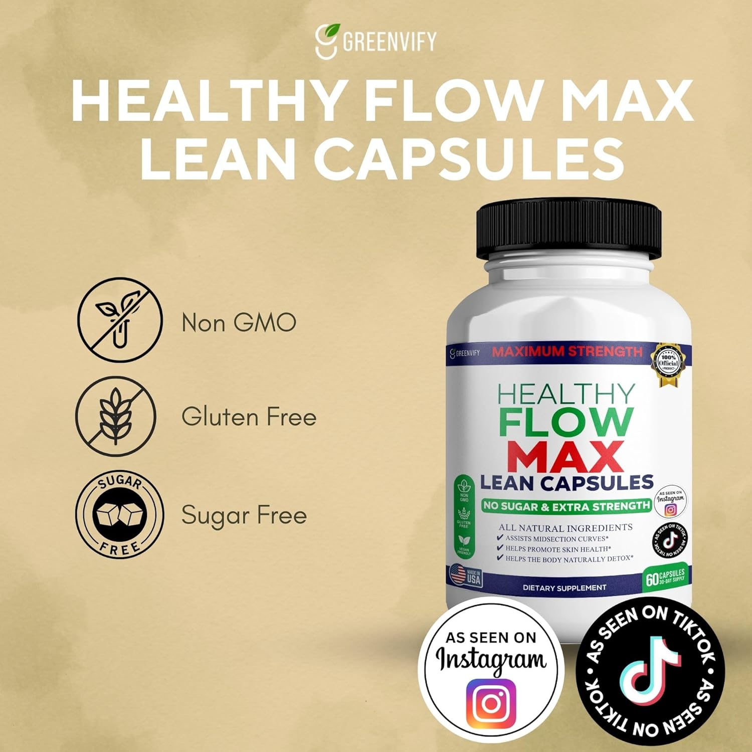 Healthy Flow Max Lean Capsules, Maximum Strength, 60 Capsules, 30-Day Supply, Vegan, Gluten Free, No Sugar (2)