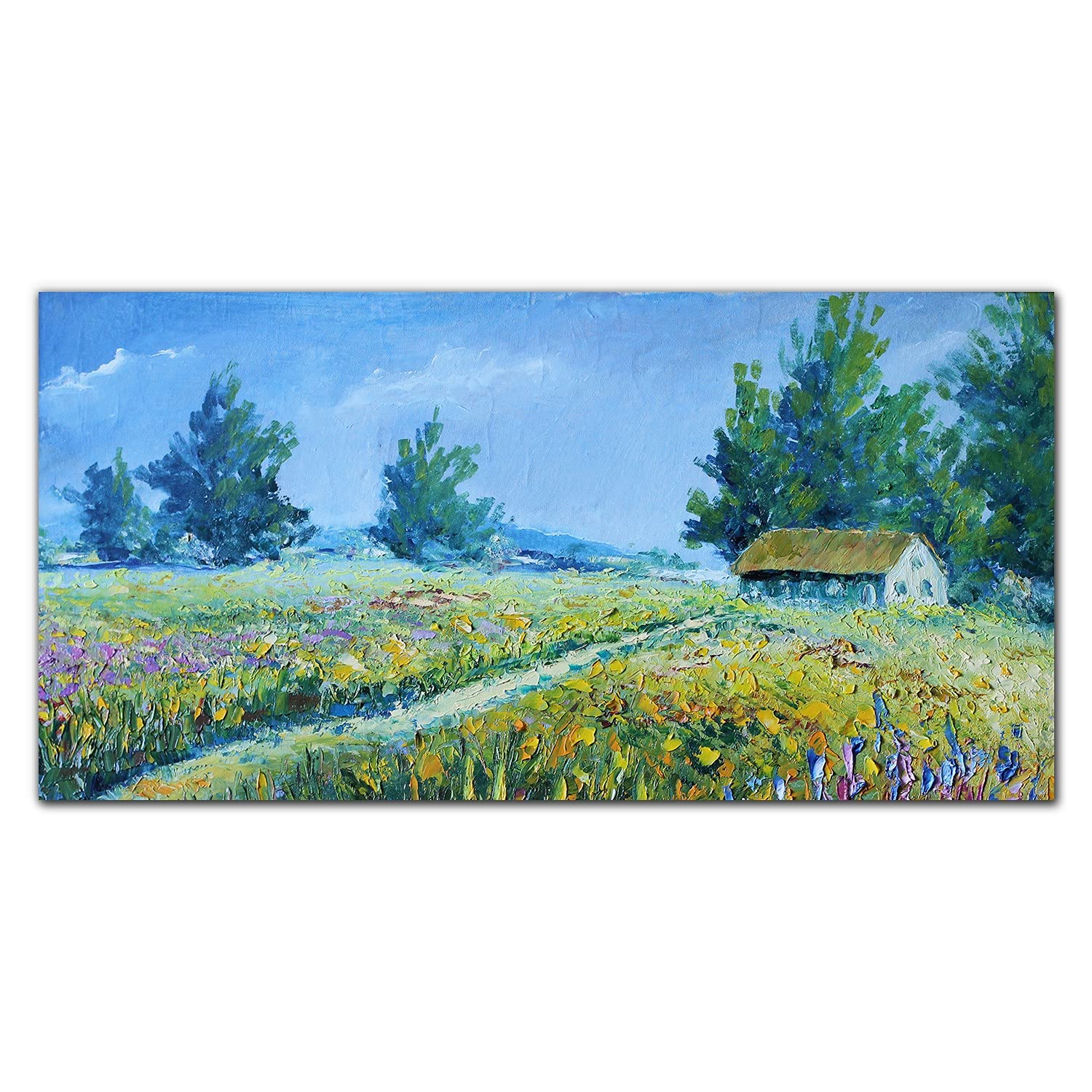 Dosseret de cuisine en verre trempé ultra résistant 140x70cm motif paysage cottage