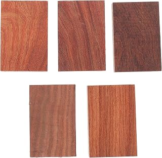 Veemoon 5PCS Natural Small Leaf Red Sandalwood DIY Wood Blanks Smooth Unfinished Ring Making Blocks Hardwood Craft Material for Painting and Engraving