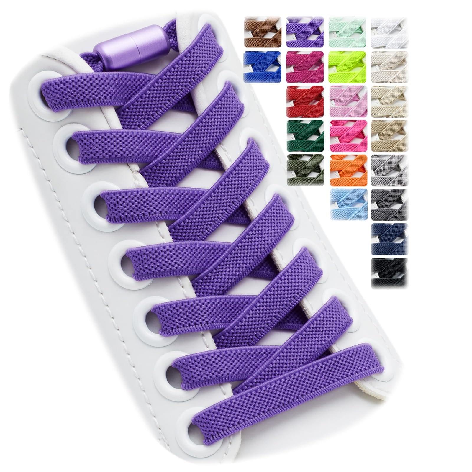 Puzeam 2 Pairs Elastic Laces - Elastic No Tie Shoe Laces for Kids, Adults Sneakers Shoes — view 26