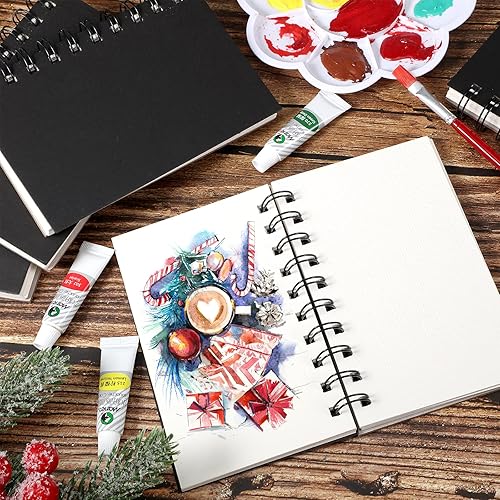 Miniatura 4 de 6 diarios de acuarela de bolsillo de 140 libras, libro de acuarela de prensa fría, 24 hojas, cuaderno de bocetos, mini libro de pintura de acuarela,